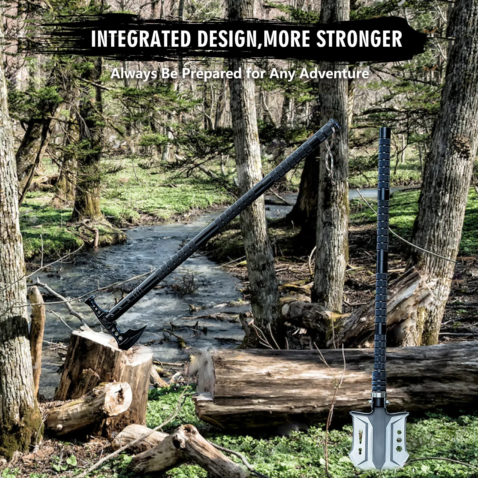 Juego de pala de supervivencia al aire libre con equipo de camping de acero de alto carbono para hombres al aire libre, senderismo, mochileros, emergencia | Equipo de camping para hombre, al aire libre, camping, senderismo, mochilero, emergencia