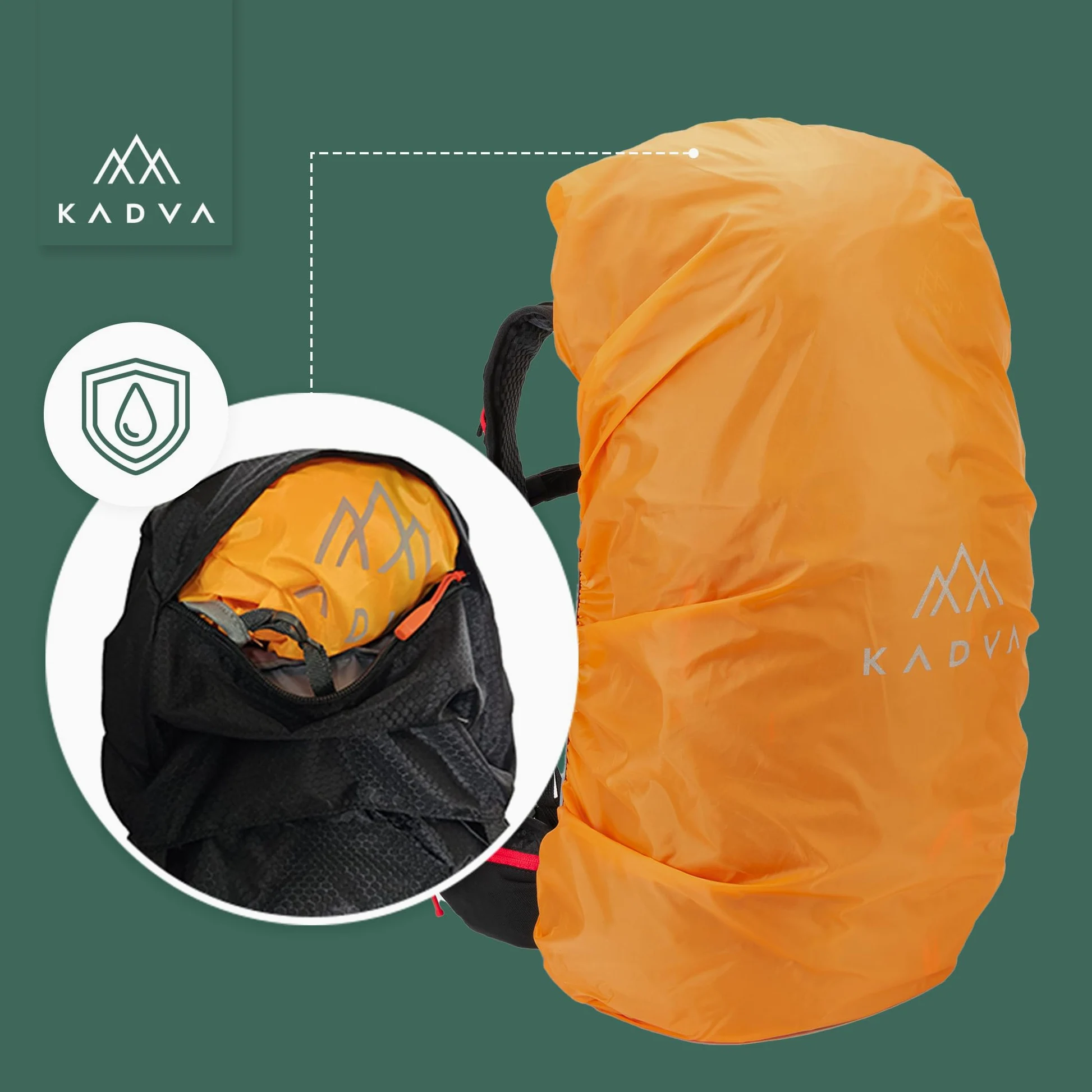 KADVA Vagabundo Mochila de trekking de 40 l, sistema de transporte Windspire Pro, material hidrófobo, funda para lluvia, correas exteriores.