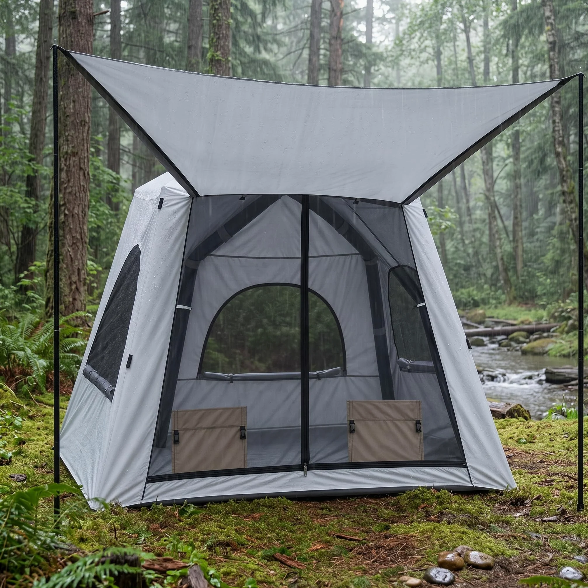 Carpa Inflable para Acampar 3 a 6, Tienda Impermeable Montaje rápido, para