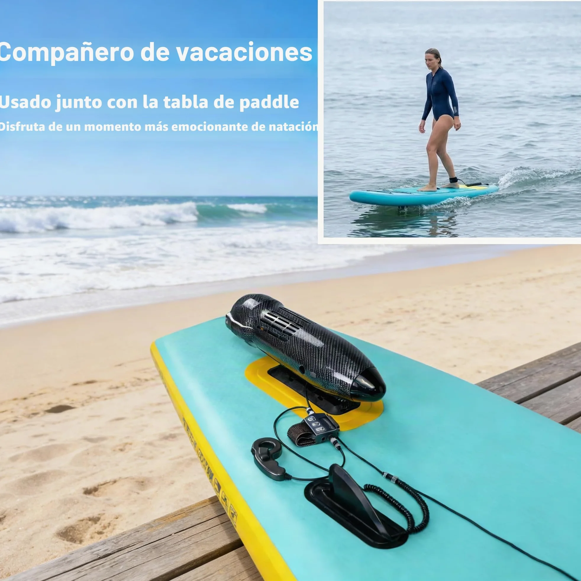 Camolech Aquila Drive CM6-1 - Scooter submarino de batería dual, motor para tabla de remo con 2x4400mAh, propulsor eléctrico de montaje manual/mochila/SUP para buceo, esnórquel en mar, lago y piscina
