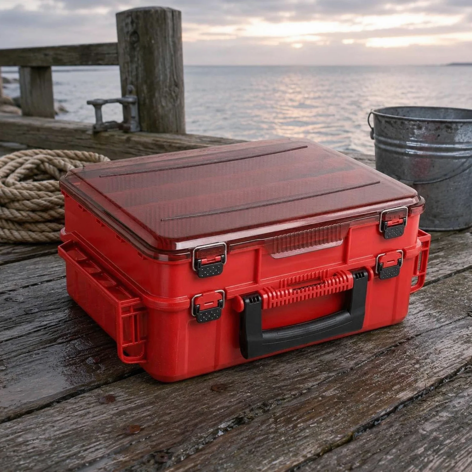 Qianly Caja Aparejos Pesca Doble Capa Caja Rígida Pesca Divisores DIY Almacenaje
