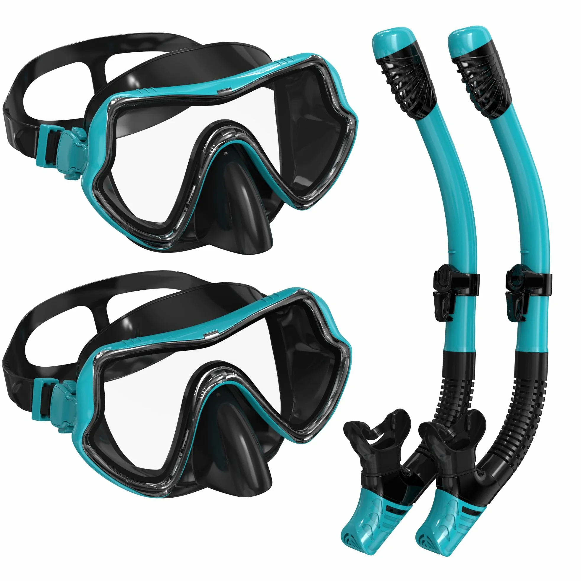 G2RISE SN02 - Juego de esnórquel para adultos, máscara de buceo, equipo de esnórquel seco con tecnología de flujo de aire fácil y diseño antivaho (paquete de 2)