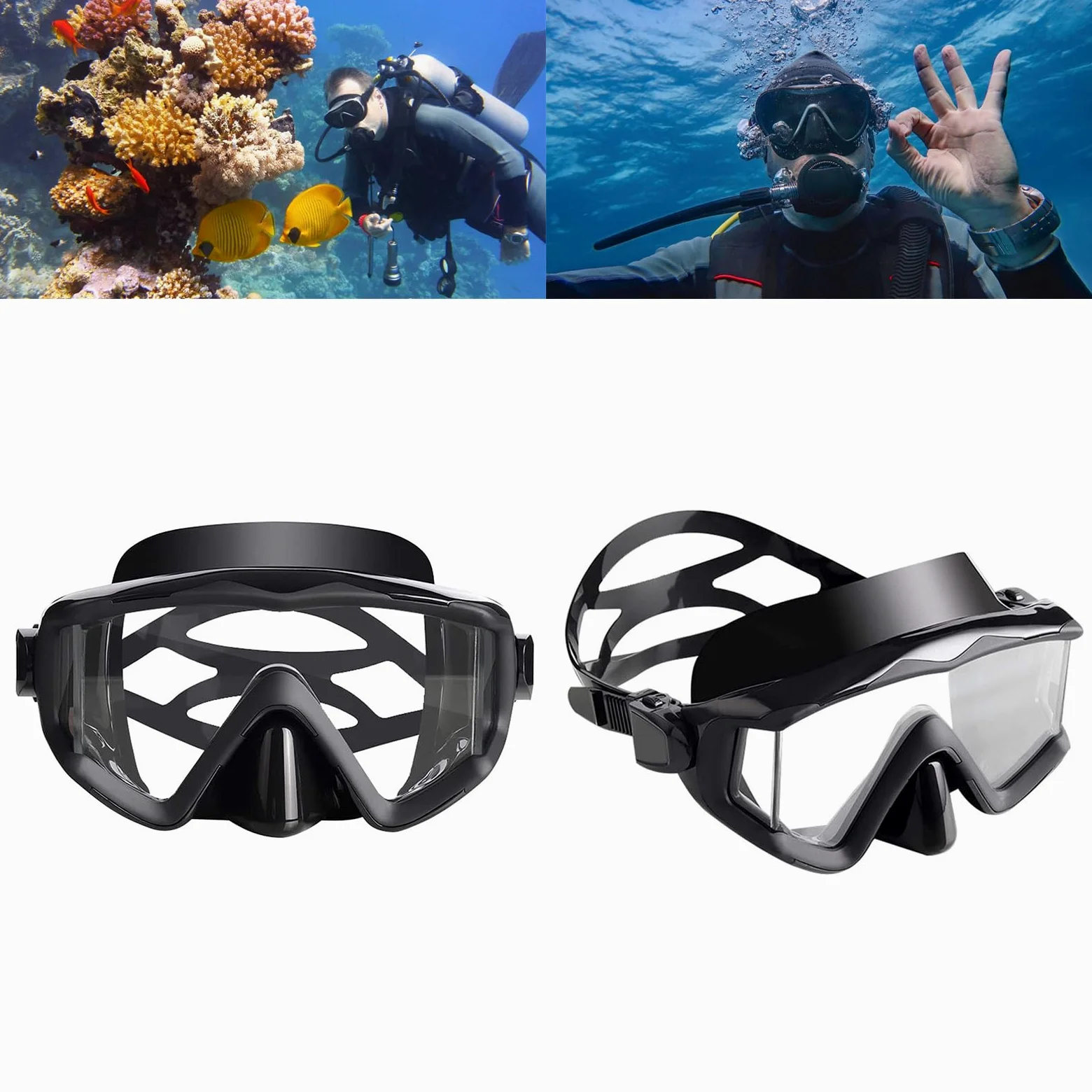 Gafas de buceo antifugas con vistas amplias para esnórquel, gafas de buceo, gafas de natación y pesca submarina