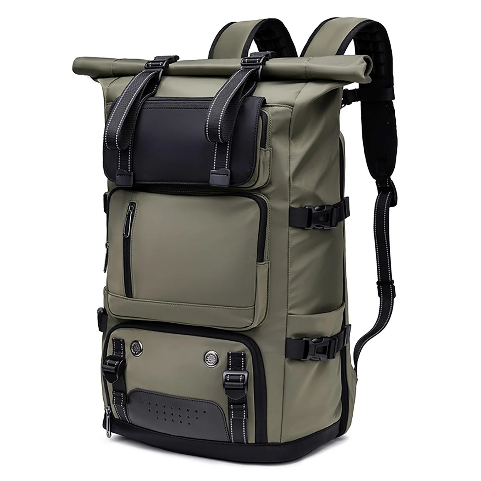 TY&WJ Mochila De Senderismo 40L Rolltop Impermeable, Mochila De Viaje con Compartimento para Portátil De 15.6 Pulgadas, Mochila De Trekking Camping Multiusos