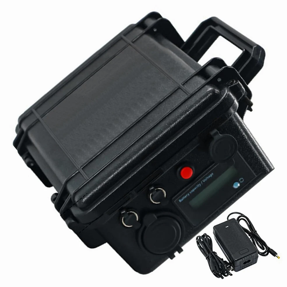 Batería de Litio Recargable de 12 V con Cargador | Batería de litio de 12 V, 20 Ah, 30 Ah, 60 Ah, 80 Ah y 100 Ah, con pantalla LED, doble puerto USB e interruptor de encendido.