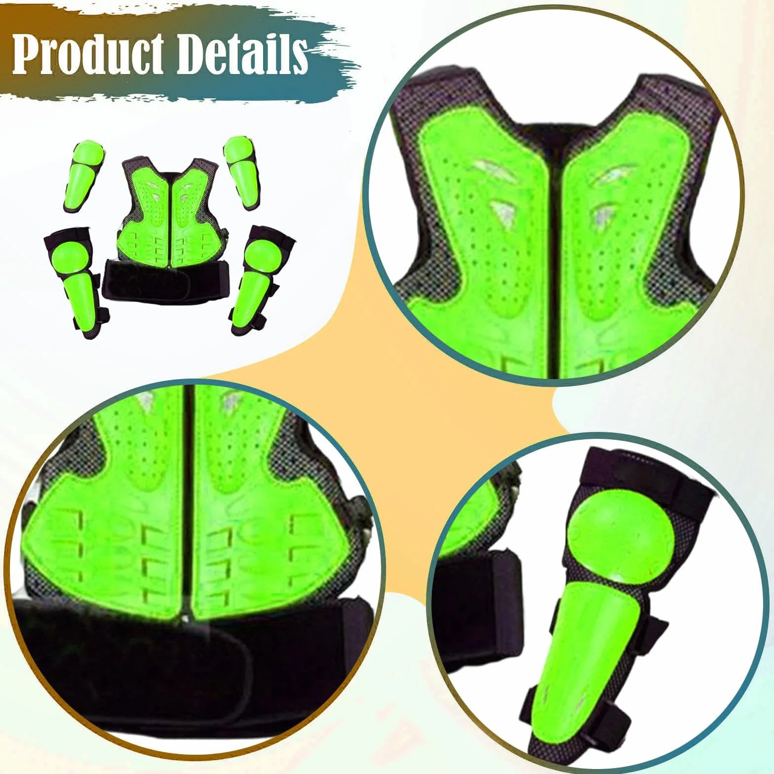 Traje de protección para niños para Motocicleta, Rodilleras y Coderas Transpirables