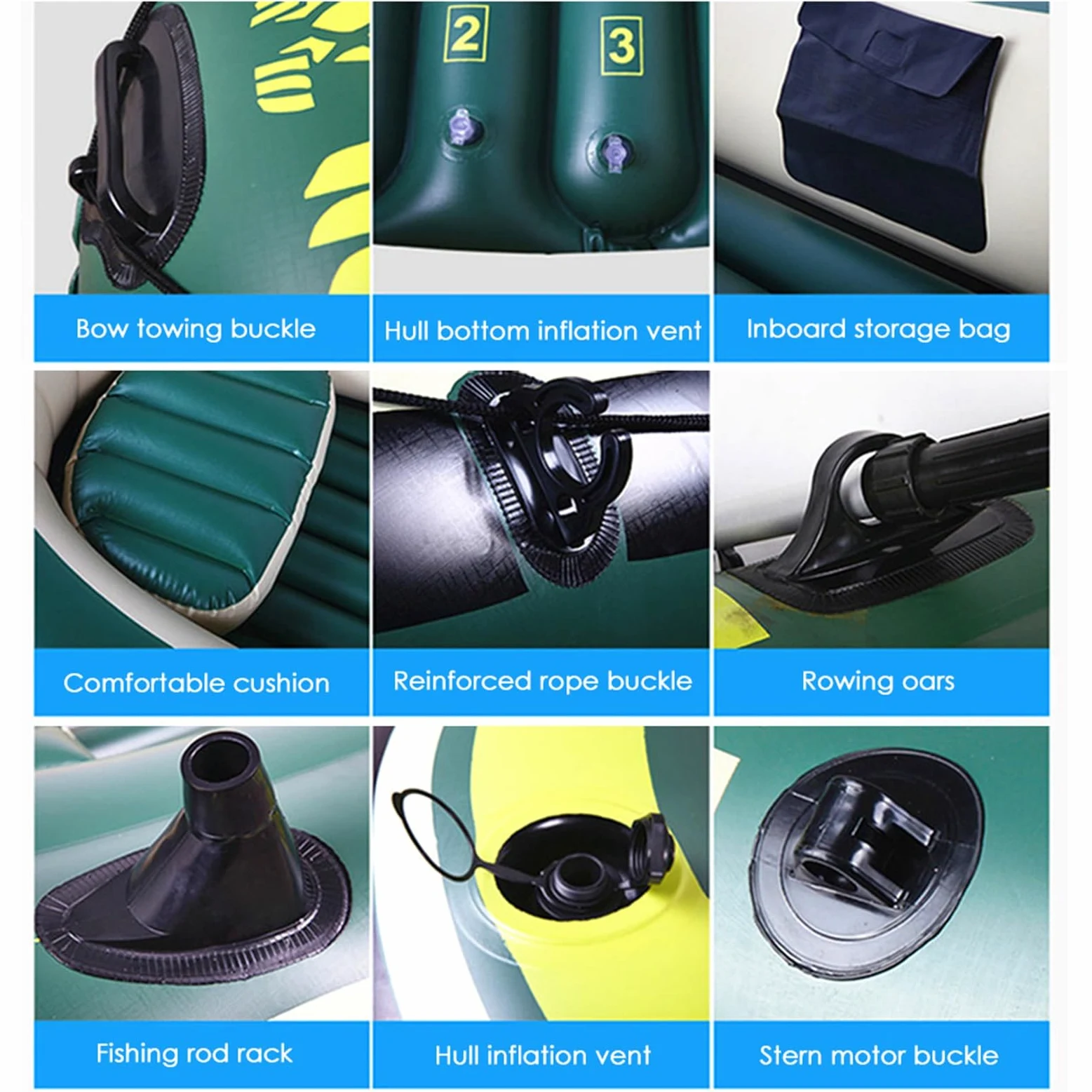 Kayaks inflables Adultos - 2 Personas canoa de aire, PVC PVC Set | Junta de balsa ligera Durable, Hab Lines El sistema inflable estable ideal para Aventuras de pesca Ríos de Lagos