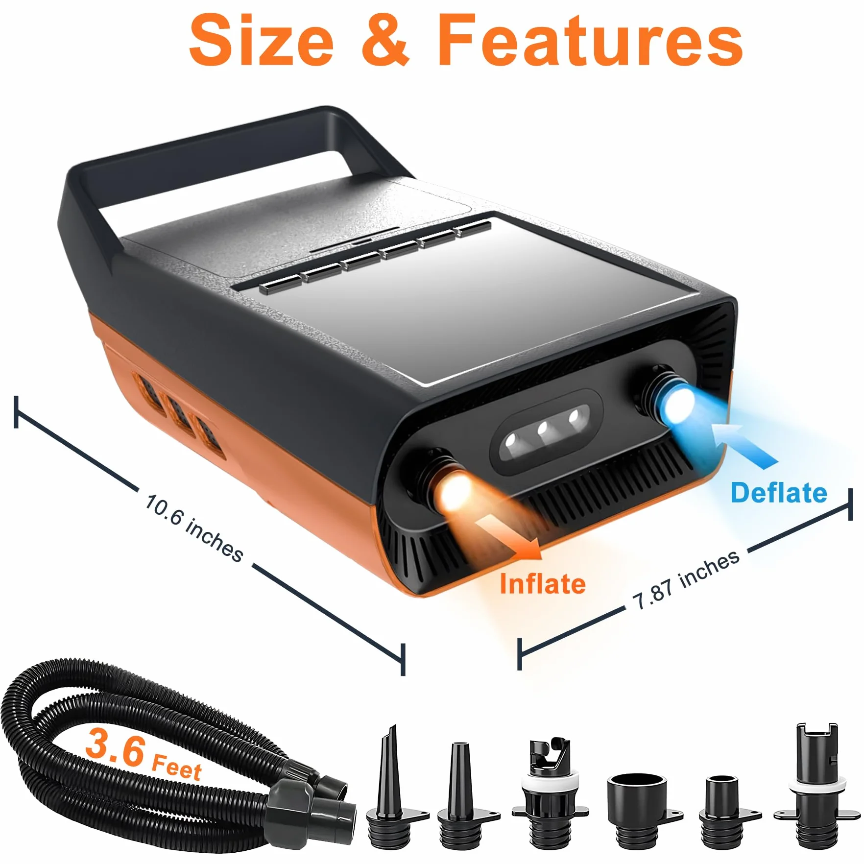 Mojimdo Bomba Eléctrica de Alta Presión para Sup - 20PSI, Recargable con Luz LED - Inflado 30% Más Rápido, Doble Etapa, Autonomía Prolongada y Apagado Automático