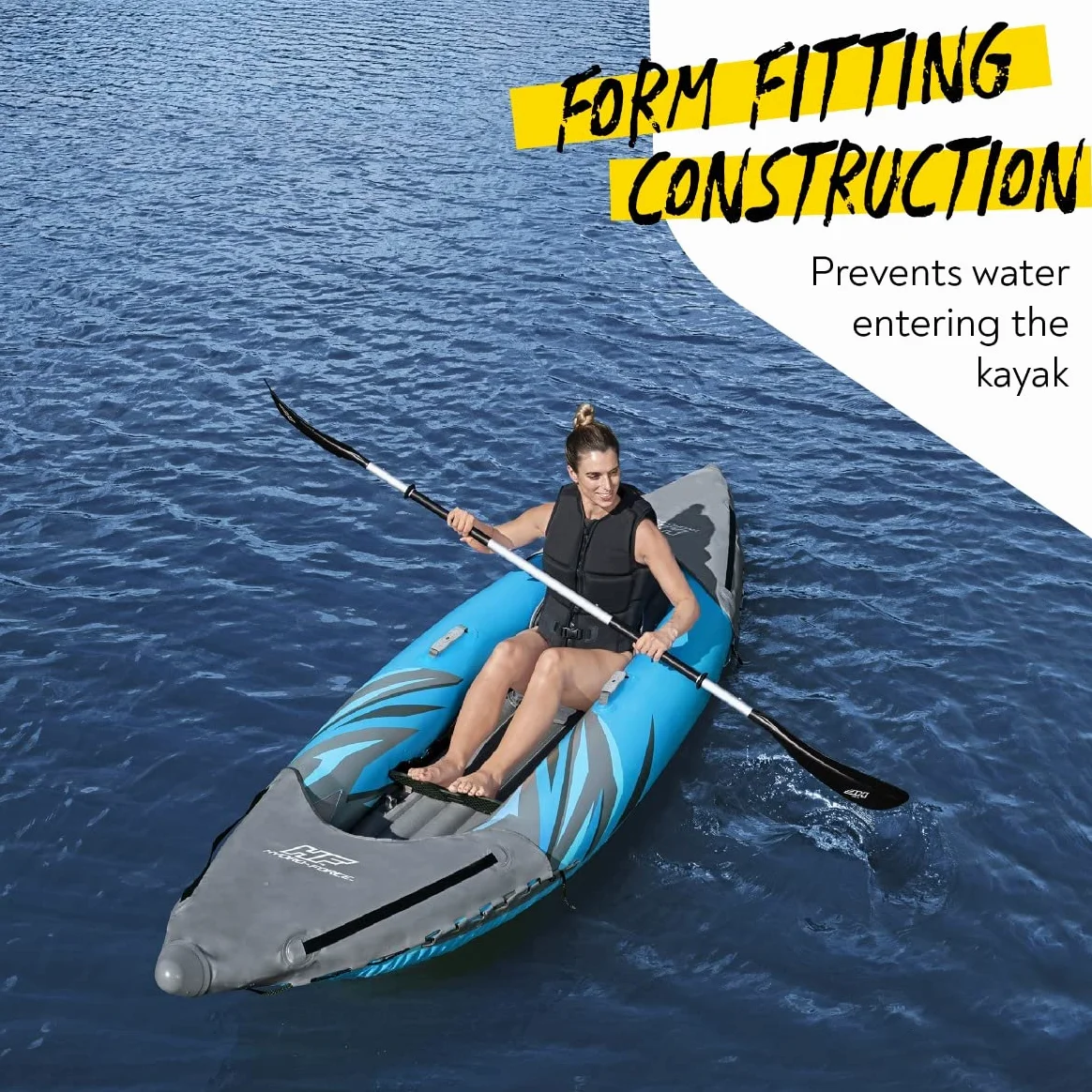 Bestway Hydro-Force Surge Inflatable Kayak | Inflatable Boat with Hand Pump, Oars, Seats, Gear Pouch, Carry Bag, Multiple Sizes