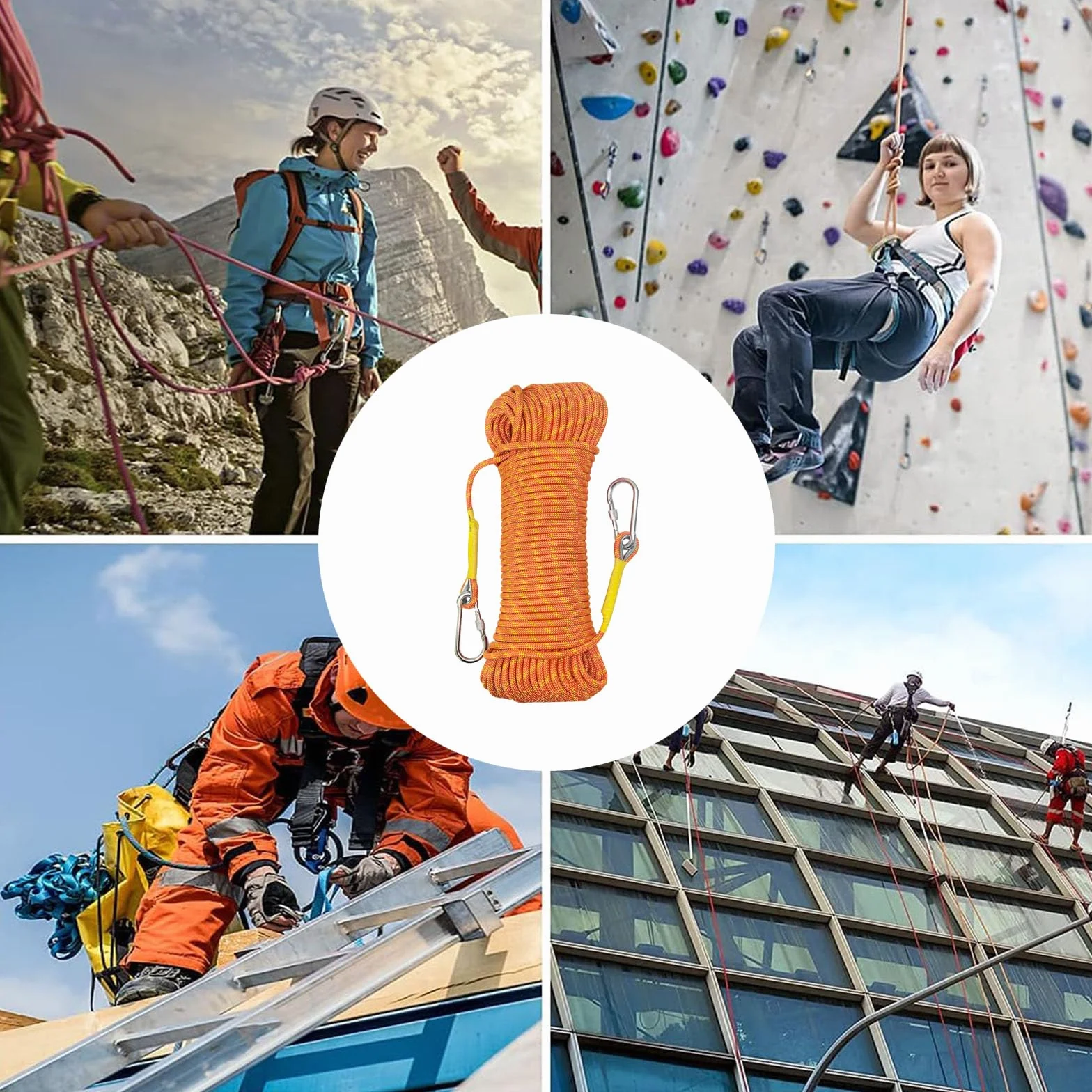 Cuerda de Escalada 8mm 25m Estática Naranja Alpina con Mosquetones
