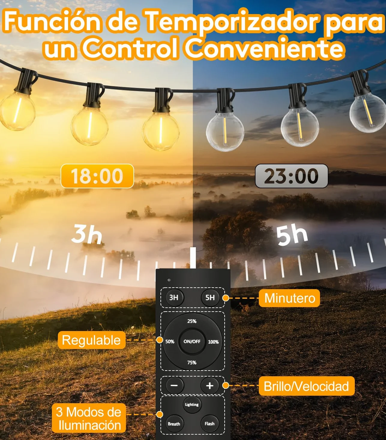 Guirnalda Luces Exterior LED 20M G40 Dimmable IP44 Impermeable Conectable