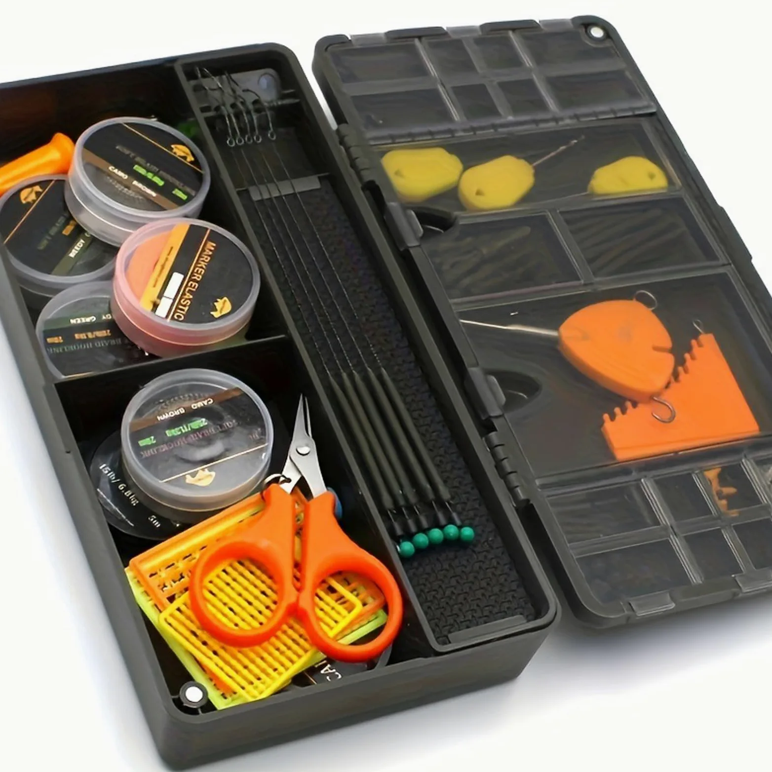 Caja de aparejos de pesca con pasador de aparejo, caja de almacenamiento de aparejos de pesca, contenedor de accesorios de pesca, caja de almacenamiento fácil de transportar