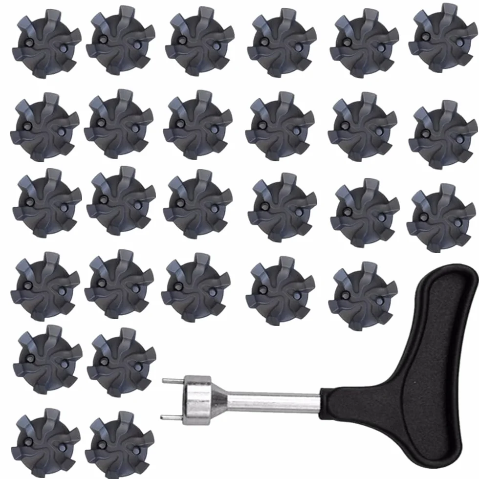 Puntas de Golf Universales - 25 Piezas Tacos Fáciles de Cambiar + 1 Llave de Punta para Zapatos - Practical Golf Spikes for Golfers