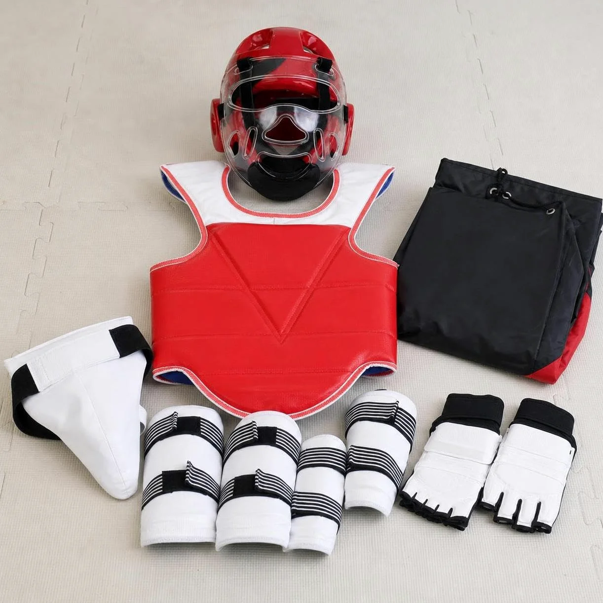 Protección para Sparring y Artes Marciales, Protección , para Rendimiento , Conjunto de Ocho Piezas de patrón Liso para Mujer , XS