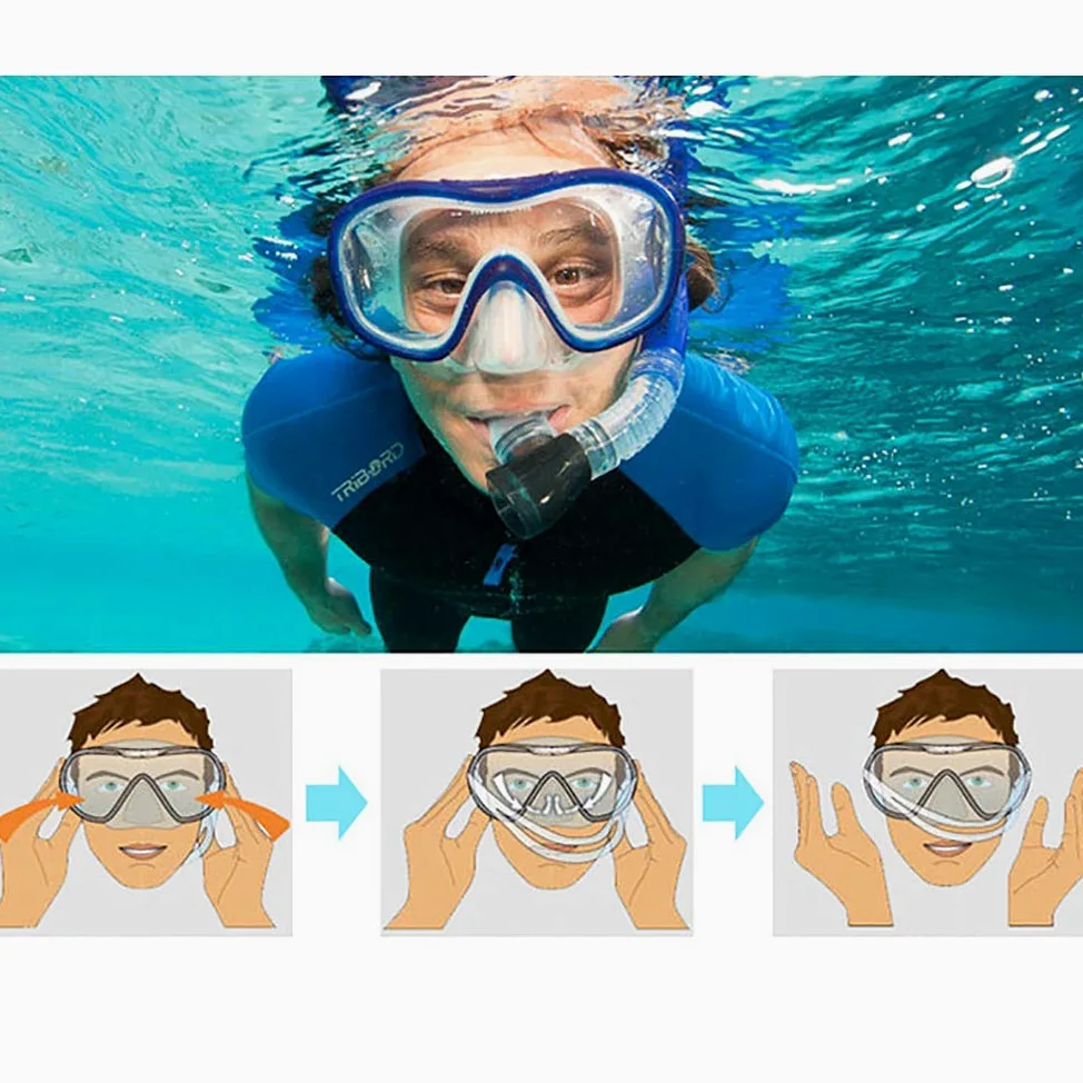Máscara de Buceo para natación Adultos Máscara de Buceo antivaho Gafas de natación Equipo de Snorkel Gafas de Buceo de Vista Amplia con Tubo de respiración