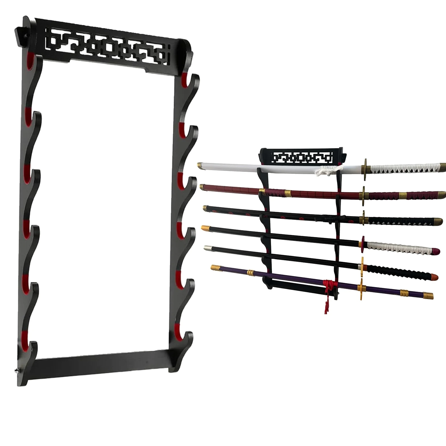 Soporte para espadas Katana de 6 niveles, para espada Samurai, soporte de pared Wakizashi Tanto para colgar en la pared, espada
