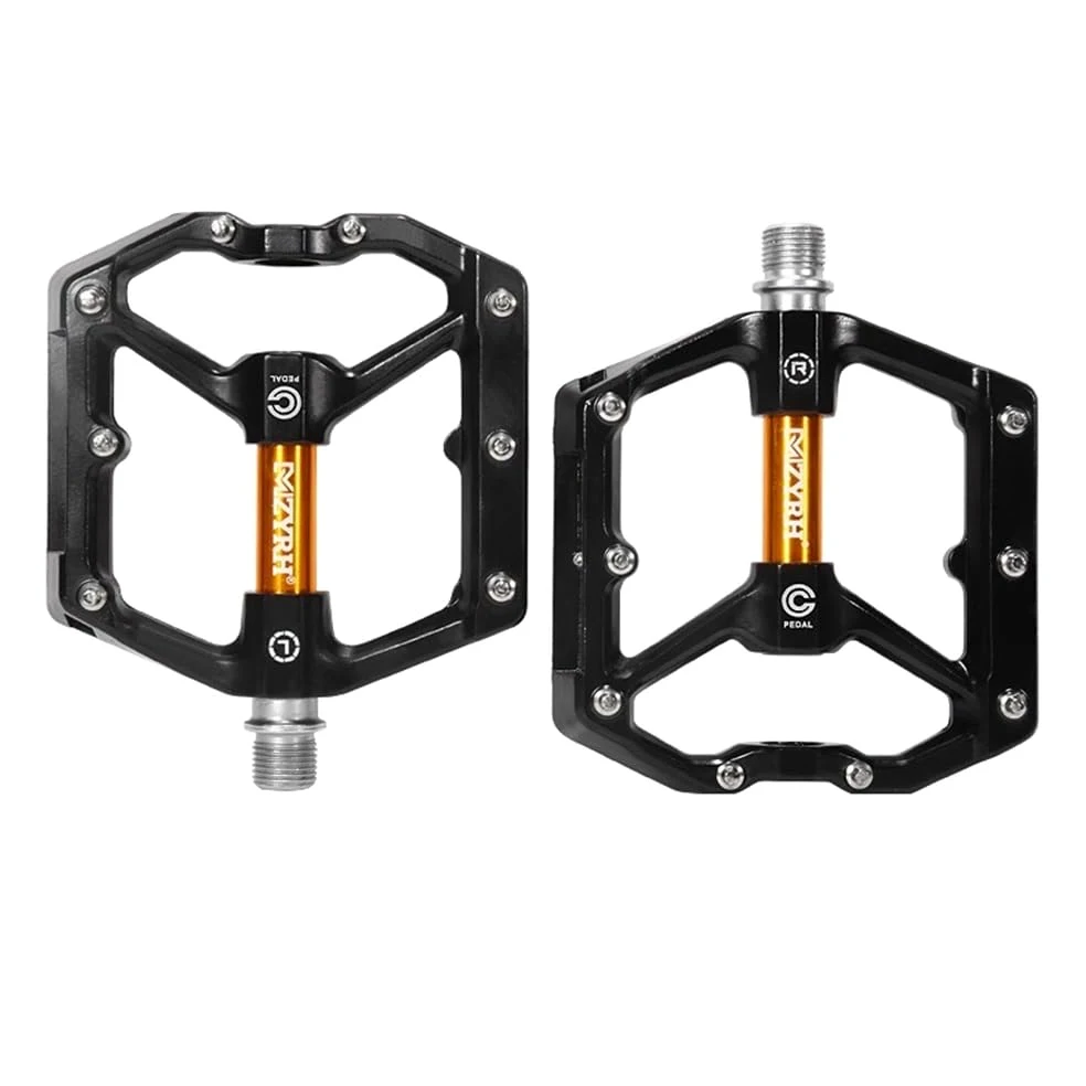 Pedales MTB Pedales de Bicicleta Reflectantes Rodamientos sellados de Aluminio Ultral Pedales Bicicleta(Black Gold)