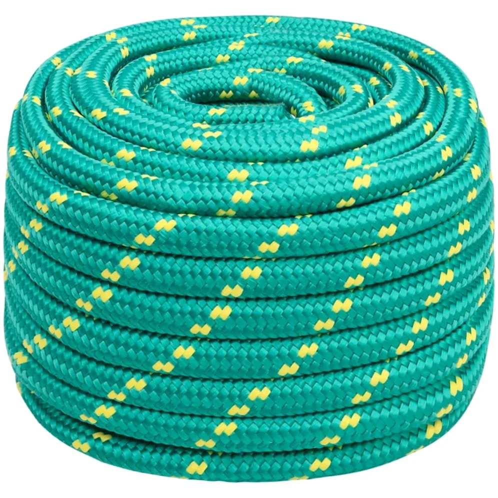 Cuerda de polipropileno verde de 20 mm y 25 m, 160 g por m, 2400 kg de resistencia a la rotura, resistente a la intemperie para vela, amarre, camping, exterior, jardín y taller