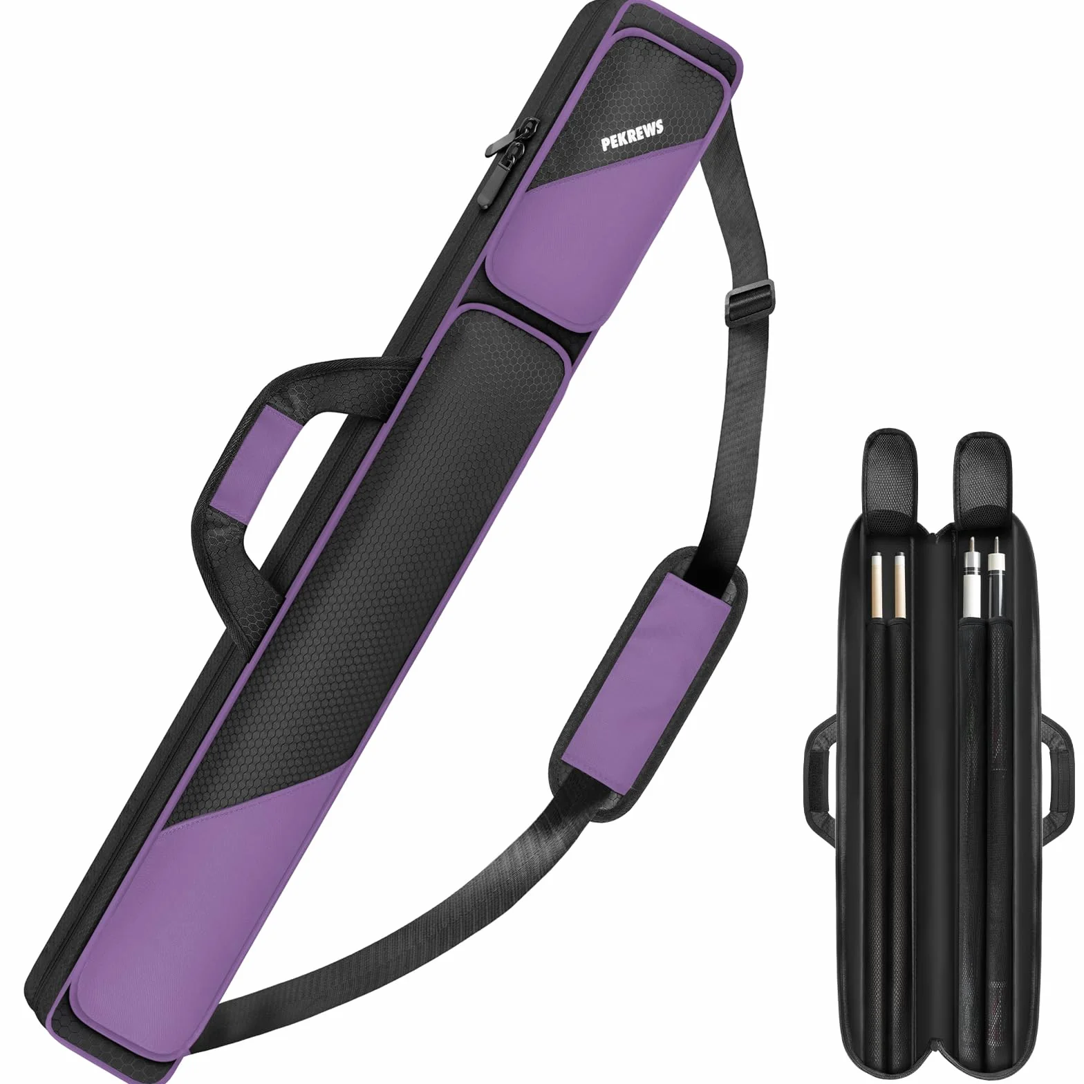 Funda para Tacos de Billar PEKREWS, Bolsa para 2 Palos con 2 Bolsillos, Poliéster Resistente