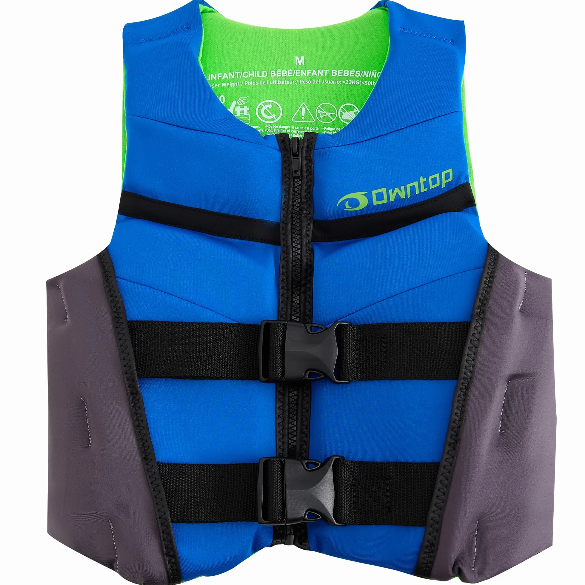 Owntop Chaleco de Natación para Jóvenes y Niños, Chaleco de Flotabilidad de Neopreno Ligero, Chaleco Flotante con Dobles Correas de Seguridad Ajustables para Natación, Kayak y Pesca