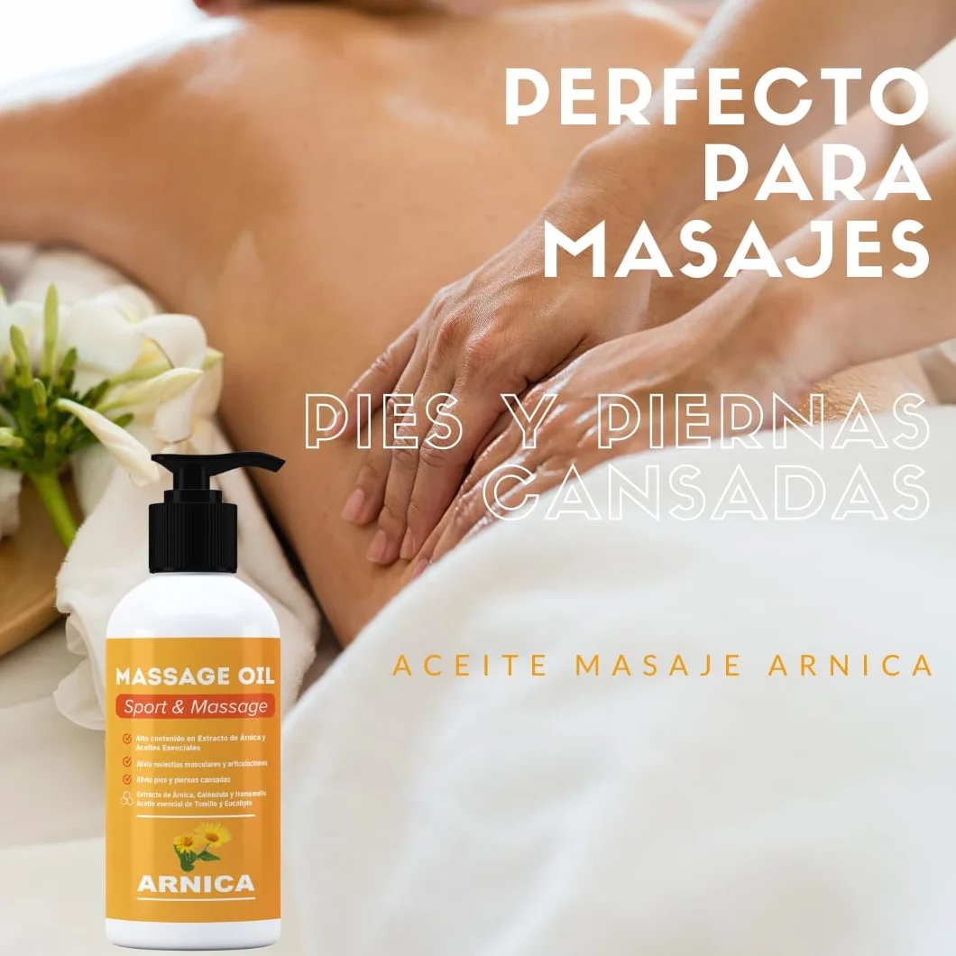 Aceite para masaje con extracto de Arnica, Calendula y Hamamelis (250 ml) - Absorción Rápida
