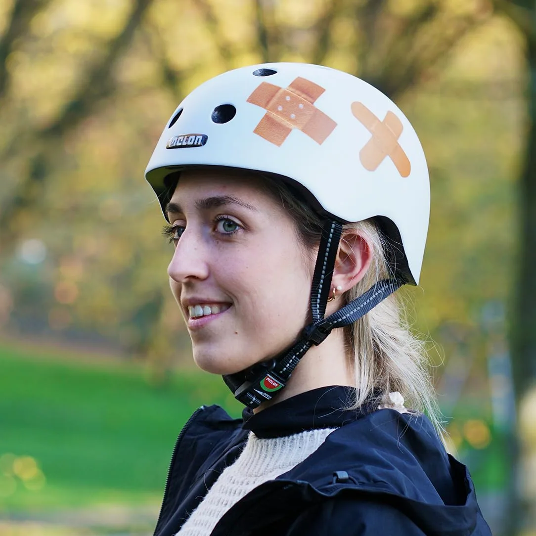 Melon Casco Bicicleta »Scribble« para Hombres y Mujere, Adultos y niños | Casco Urbano Seguro y Ligero para Ciclismo, monopatines y Bicicletas de montaña | Blanco Negro