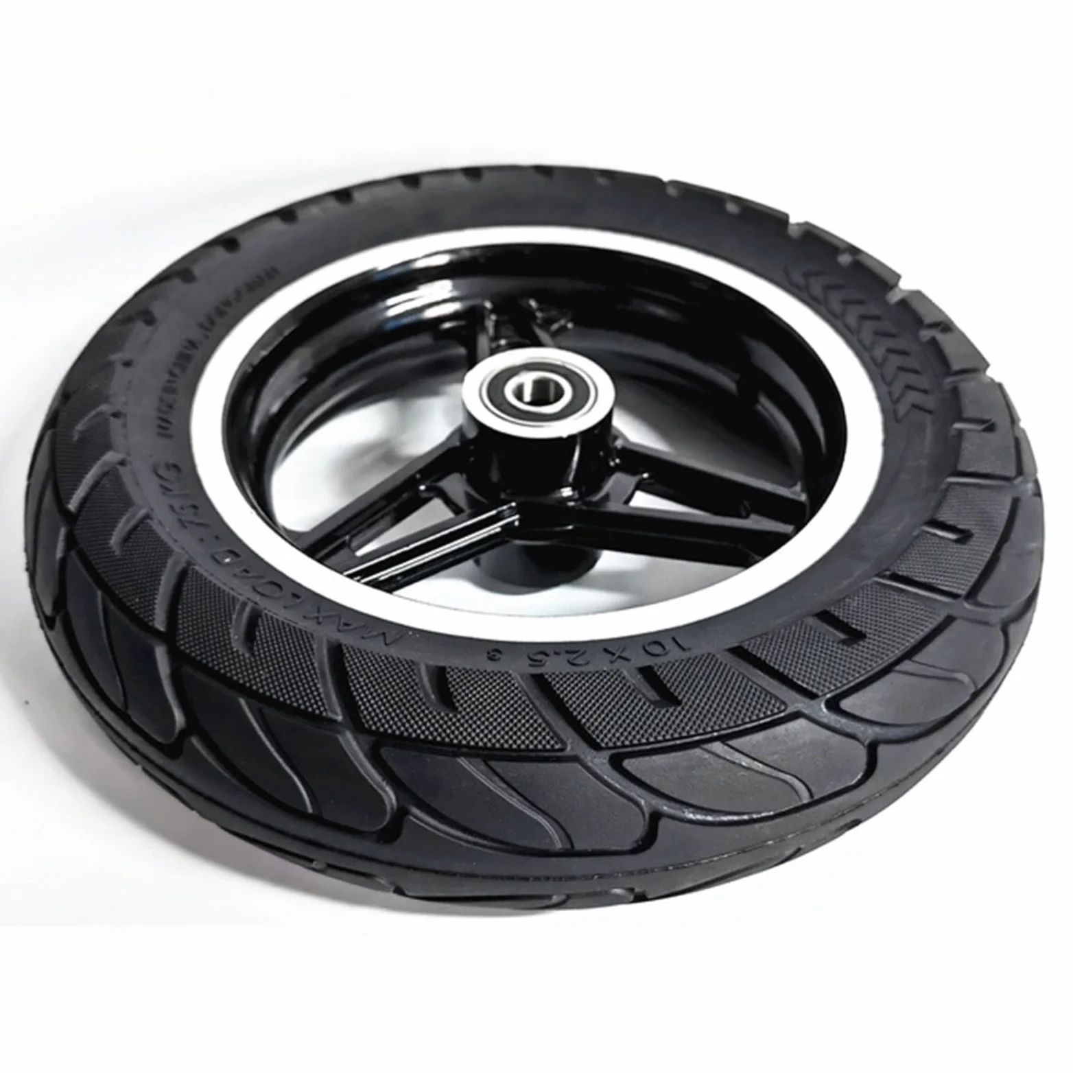 1 Rueda de Repuesto para Scooter de 10 Pulgadas, 10 x 2,125, neumático de Caucho Macizo con Conjunto de Cubo de Rueda, Rueda Completa a Prueba de explosiones (10 mm), Resistente al Desgaste