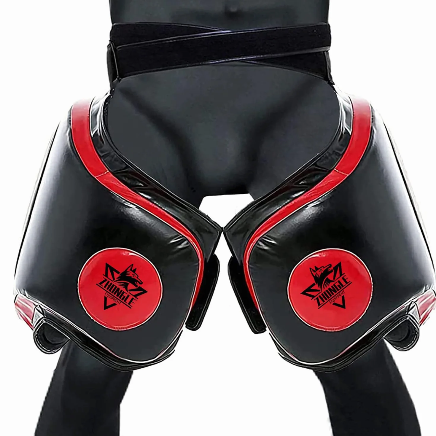 Juego de protectores de ingle y muslos para Muay Thai MMA - Almohadillas de absorción de impactos 10 cm