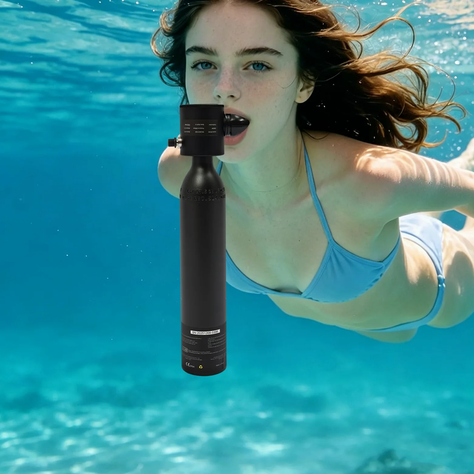 Equipo de buceo, minibotella de buceo de 0,5 L con máscara de buceo, agua poco profunda, botellas pequeñas de buceo, mini botella de oxígeno con máscara de esnórquel de cara completa, adecuada para