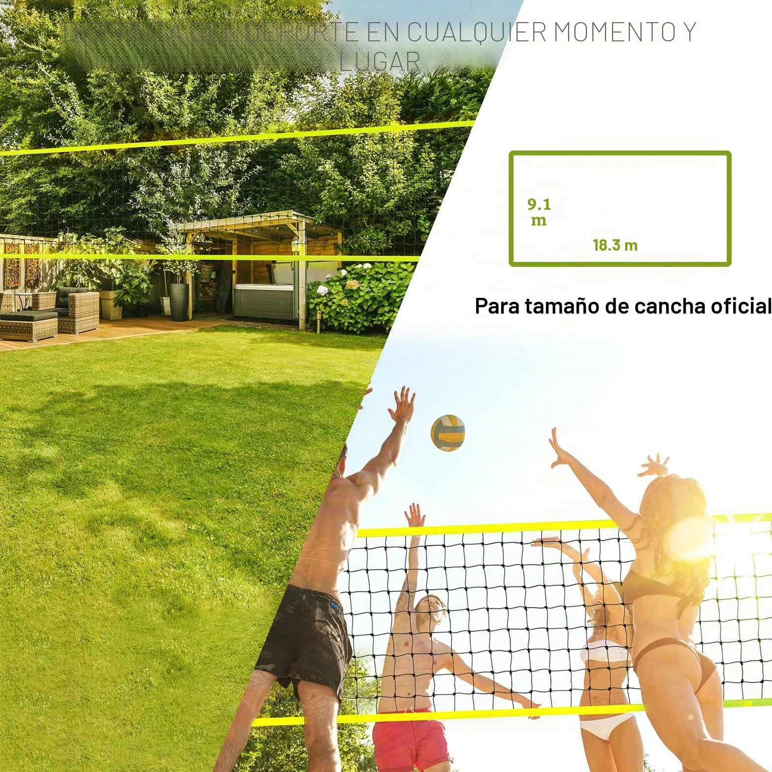VEVOR Sistema de Red de Voleibol, Postes de Aluminio Unisex Adulto