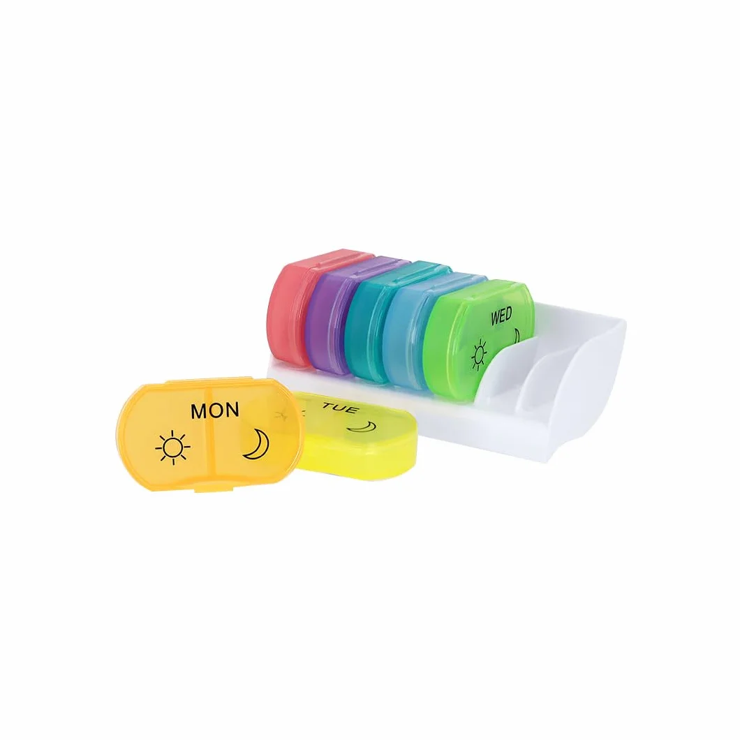 NK Pastillero Semanal 7 Días 7 Cajas Doble Compartimento 14 Compartimentos Tapa Segura Caja de Pastillas