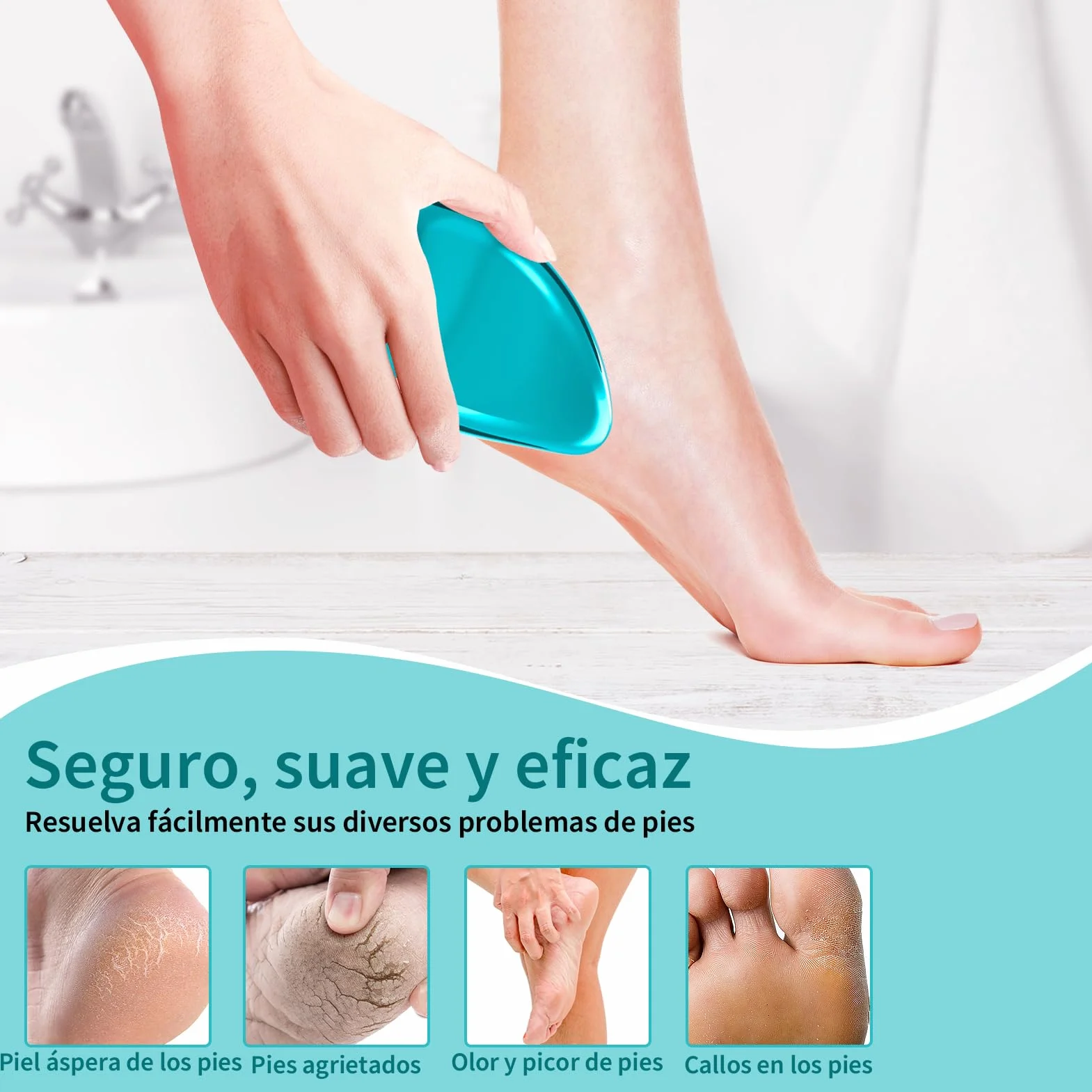 AnjoCare Lima Pies De Vidrio Nano 2en1 Removedor de Callos y Piel Muerta Profesional Raspador Portátil Pedicura