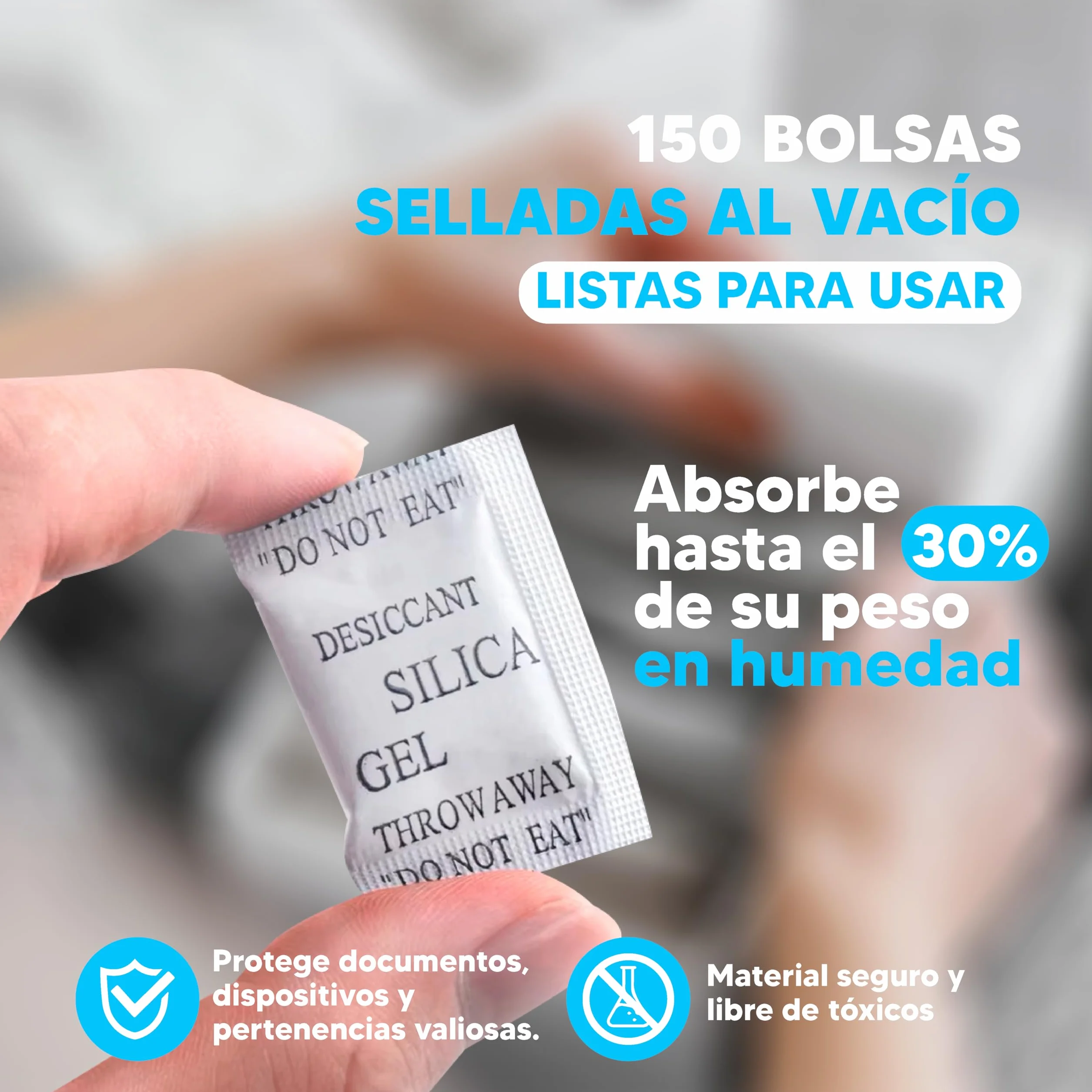 AURETS 150 Bolsas de Gel Antihumedad Sílica Gel para Armarios Zapatos Electrónica