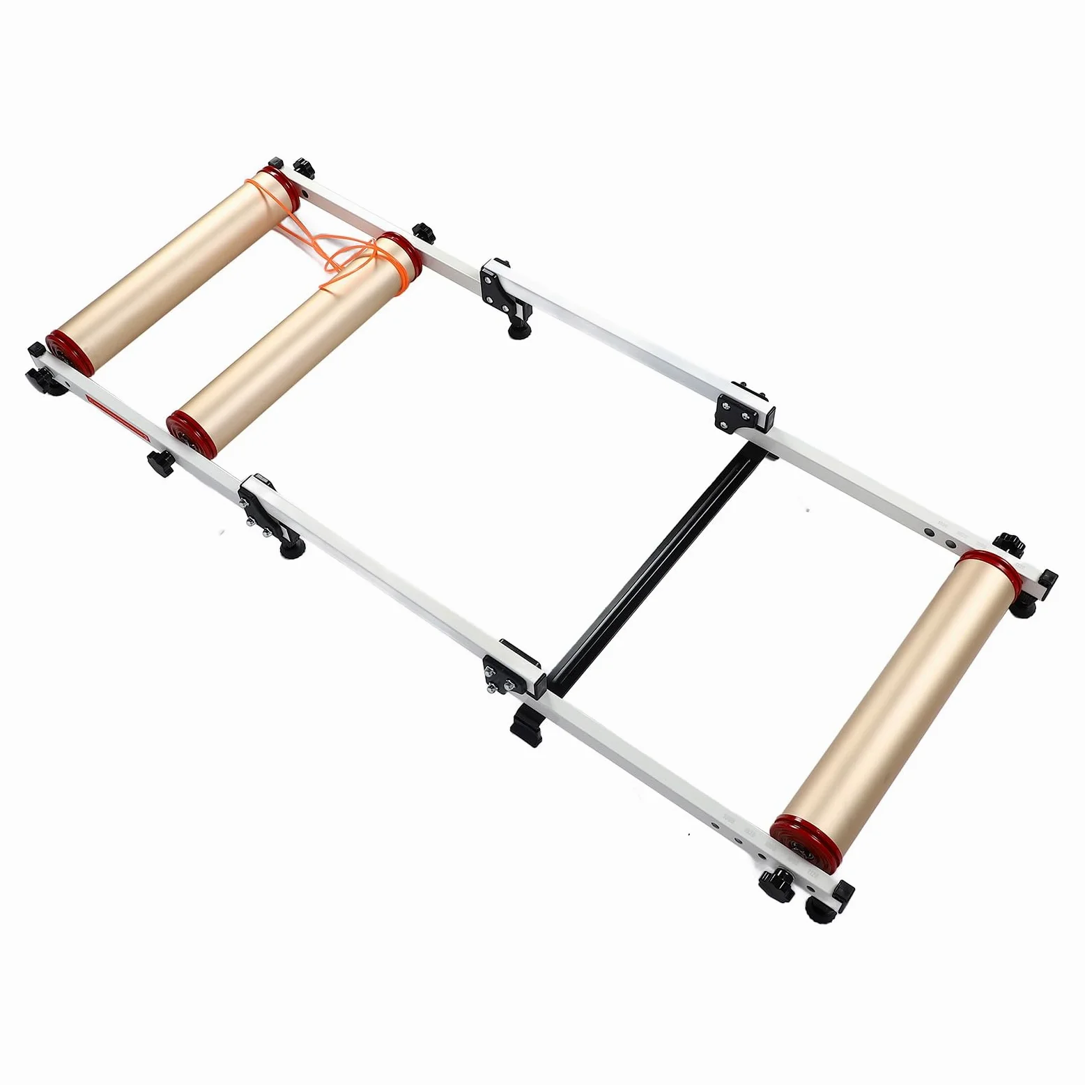 aqxreight Rodillos de Bicicleta para Entrenamiento de Ciclismo en Interiores Plataforma de Conducción de Aleación de Aluminio y ABS con Soporte de Rueda Delantera, Pedales Antideslizantes, Rodillos