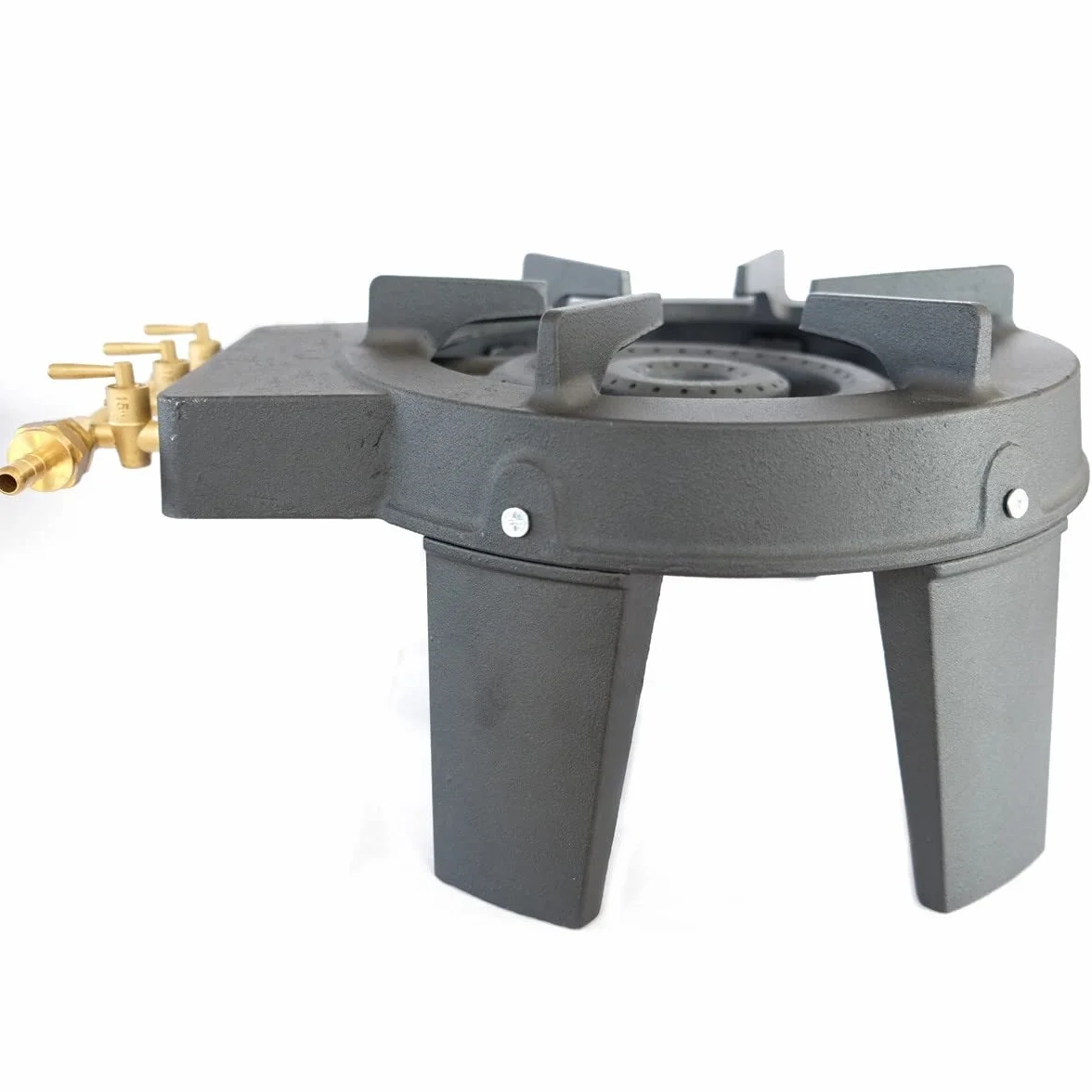 Hornillo de gas para camping 4 pies 8,6 KW con 3 quemadores de gas butano o propano, hierro fundido genuino