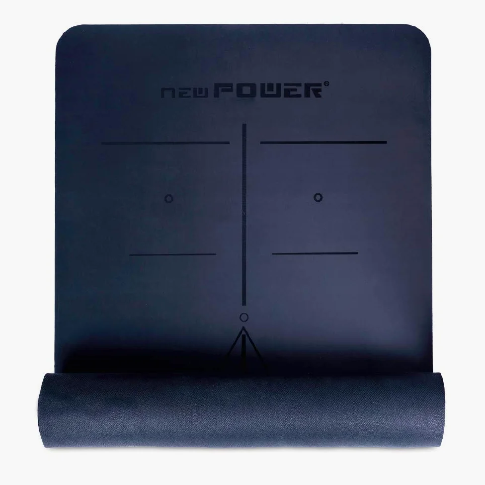 NEWPOWER - Esterilla Yoga Antideslizante Ecológica, Fabricada en PU con TPE, Larga(183cm), Ancha(61cm) y Gruesa(6mm). Colchoneta Yoga con Sist. de Línea del Cuerpo y Textura Doble Cara. Hot Yoga Mat