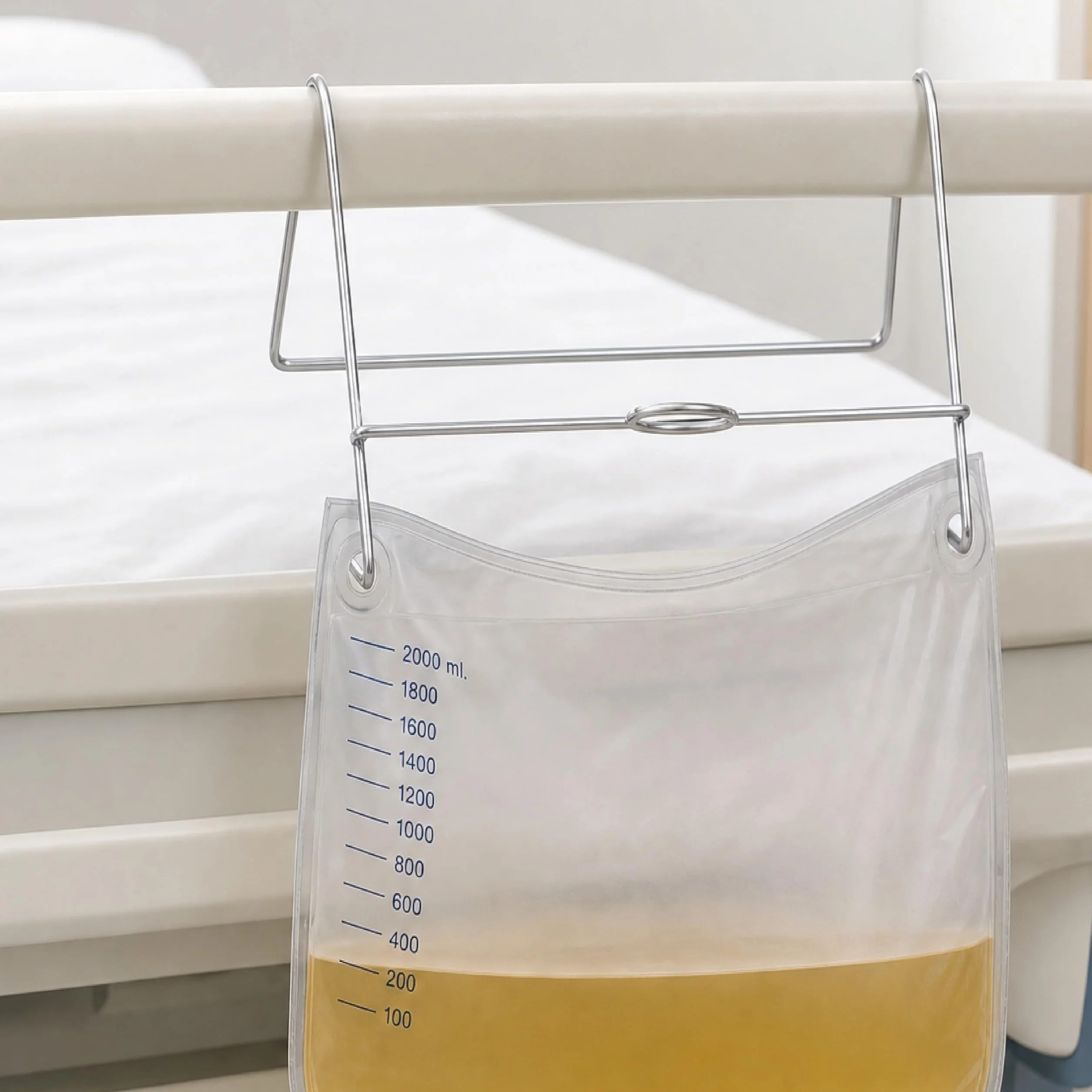 KMINA Colgador Bolsa de Orina 1 Unidad Soporte Metálico Cama Gancho Zincado 2 L