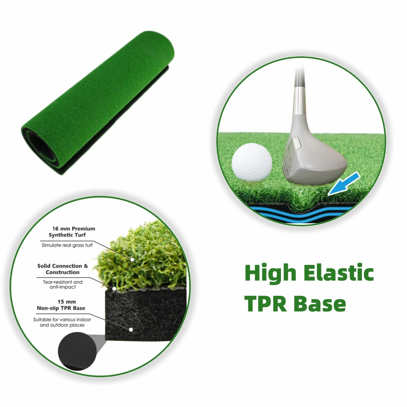 LIFEZEAL Esterilla de Golf 1,5 x 1m Alfombrilla de Práctica Plegable con Césped Sintético y 2 Posiciones de Tee