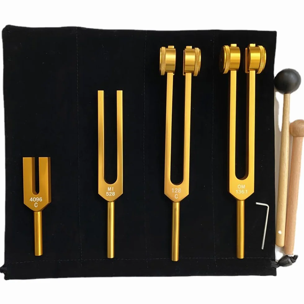 NEWFUN Diapason 528 Hz Juego de 4 Diapasones para Terapia de Chakras
