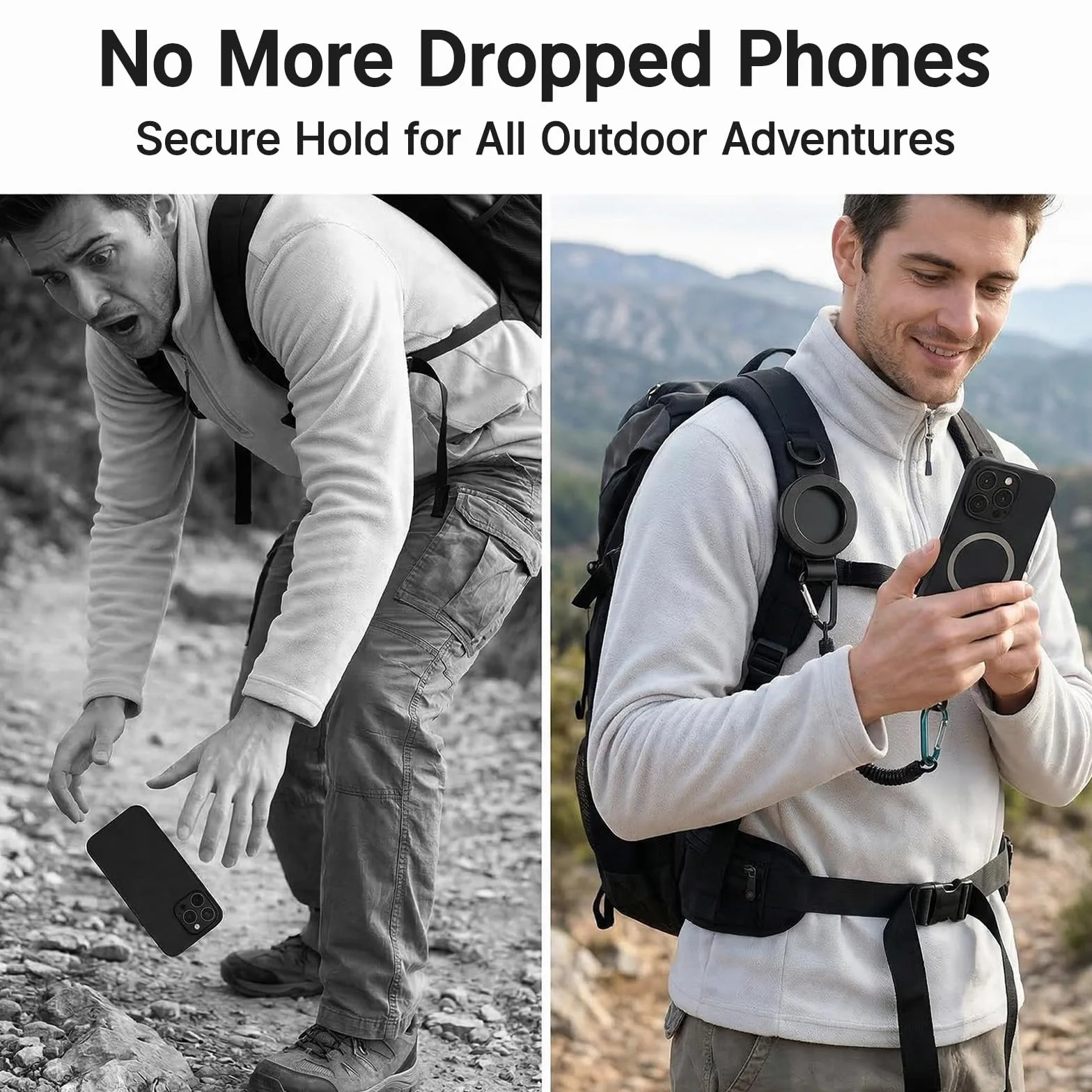 Clip magnético para teléfono móvil, soporte magnético con pinza de fijación en correa de mochila, ideal para senderismo y actividades al aire libre