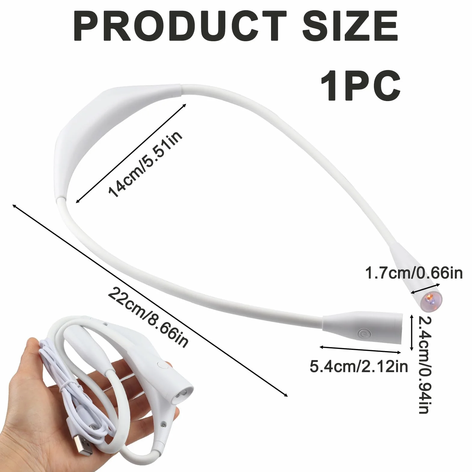 Lámpara de Cuello Lumi Crealis, Luz Ajustable Recargable 3 Colores 9 Niveles Brillo, Collar Flexible Rotación 360°