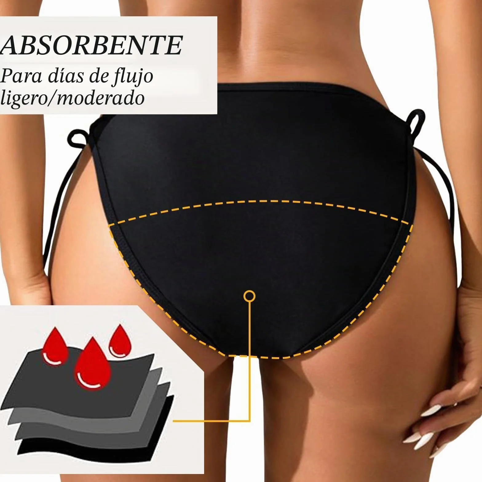 Bikini Menstrual Mujer Ropa Interior a Prueba de Fugas Natación Traje Baño Cintura Baja