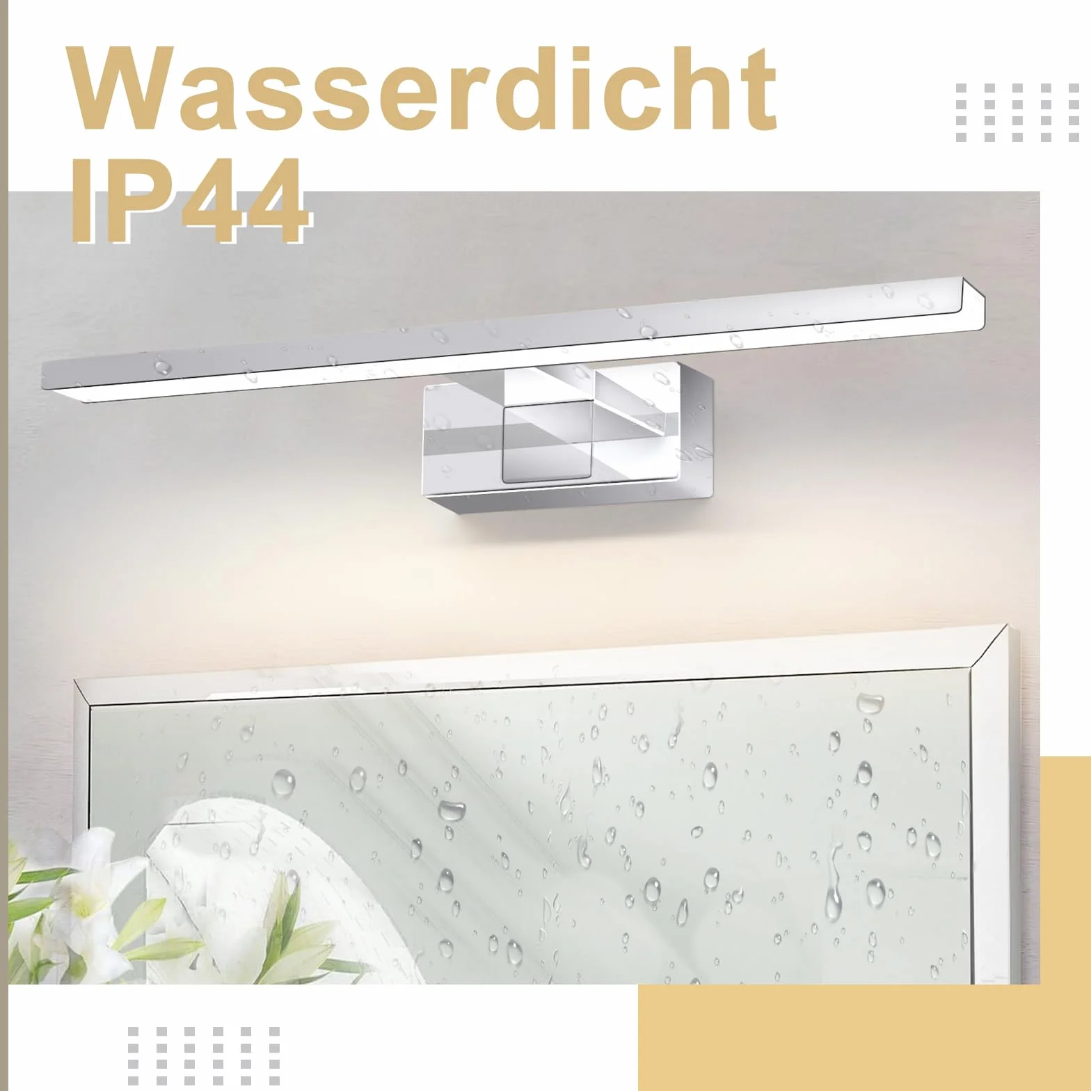 Homefire Luz de pared LED 8W 40cm Cromo IP44 4000K para espejo de baño