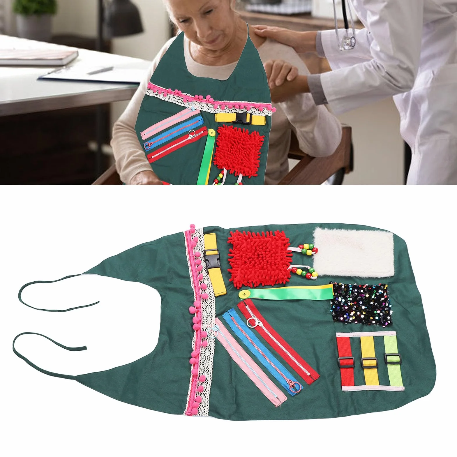 Delantal de Manta Sensorial de Algodón para Actividades Sensoriales, Alivia la Ansiedad, Demencia, Alzheimer