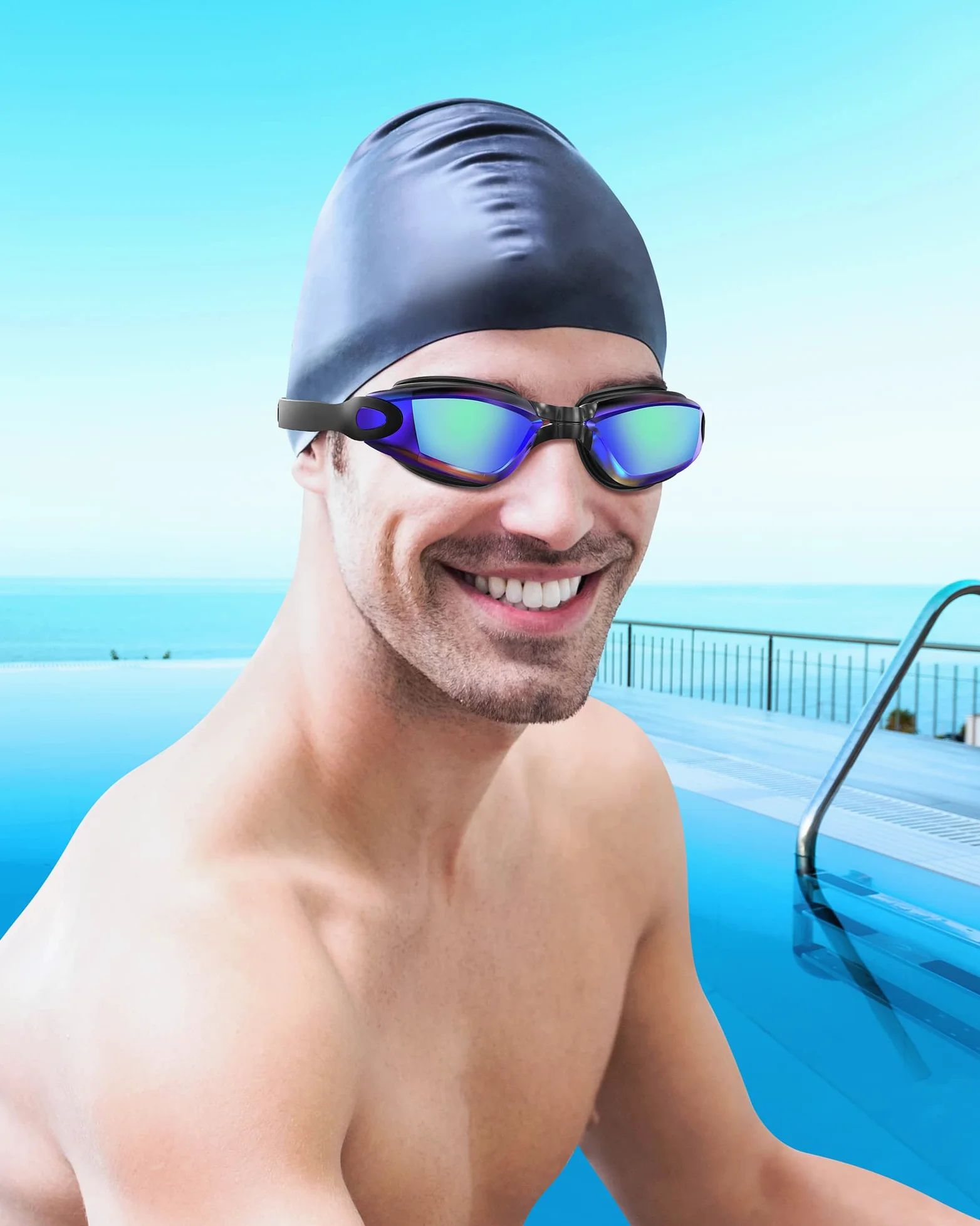 Aegend Gafas de natación sin fugas, protección completa para adultos, hombres, mujeres, jóvenes