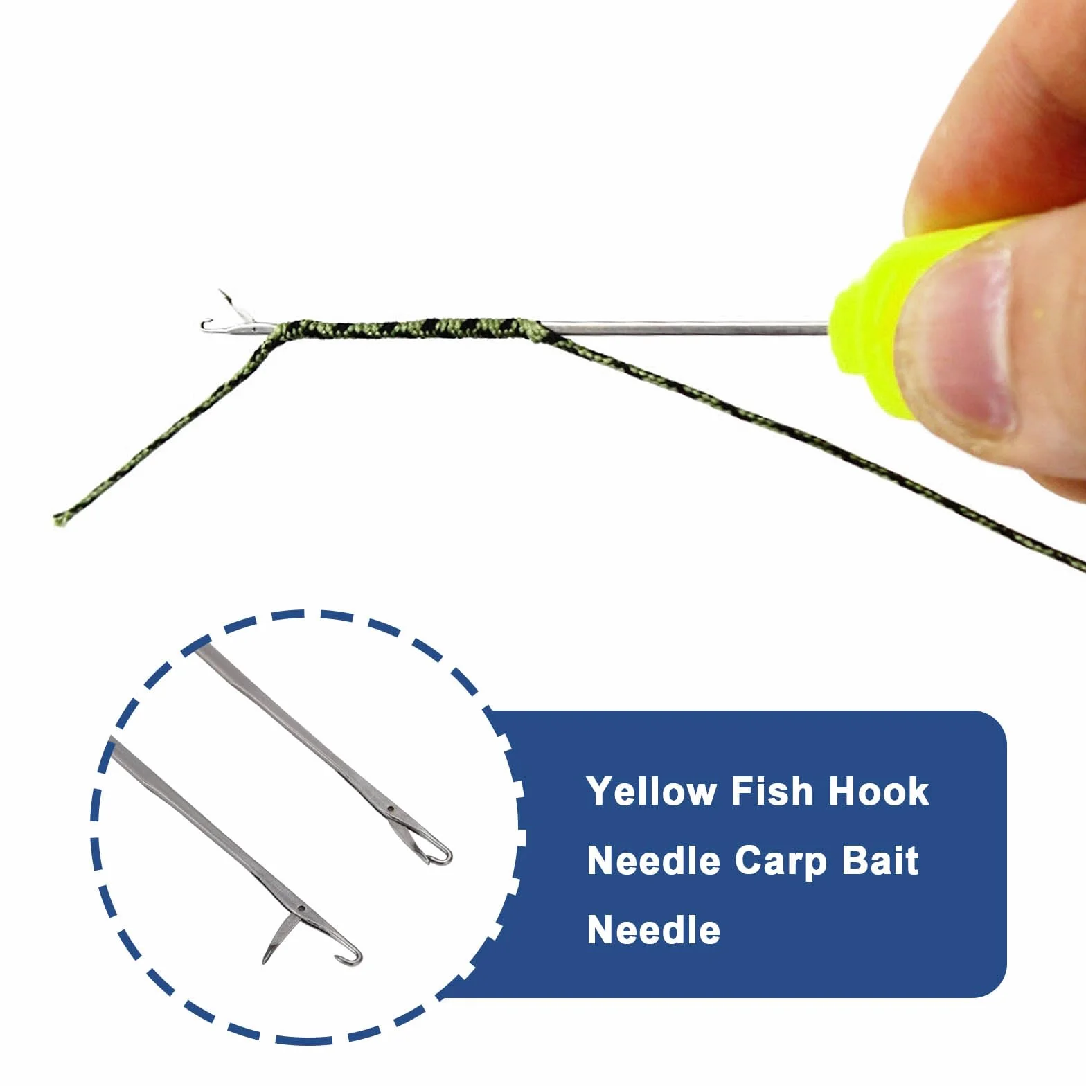 OTOTEC 5 agujas de cebo de 9 cm para pesca de carpa, herramienta de aparejos de pesca de carpa, aguja trenzada para señuelos de cebo, perforador, color amarillo