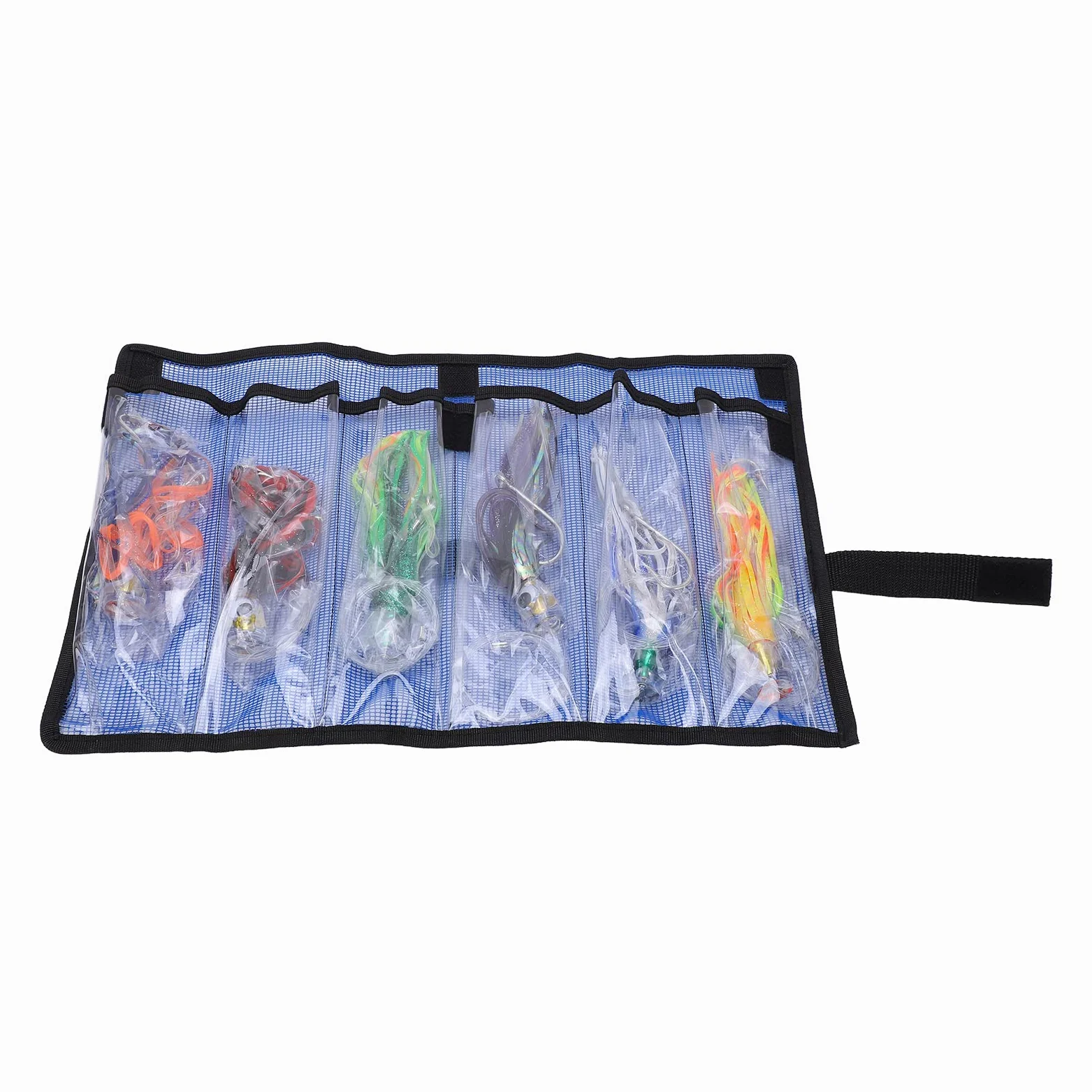 Pilipane 6 uds señuelos de Pesca, Faldas de Calamar señuelos de Arrastre de Pulpo, señuelos de atún, Cebo Artificial acrílico curricán señuelo de Pesca de Agua Salada con Bolsa de Malla Negra