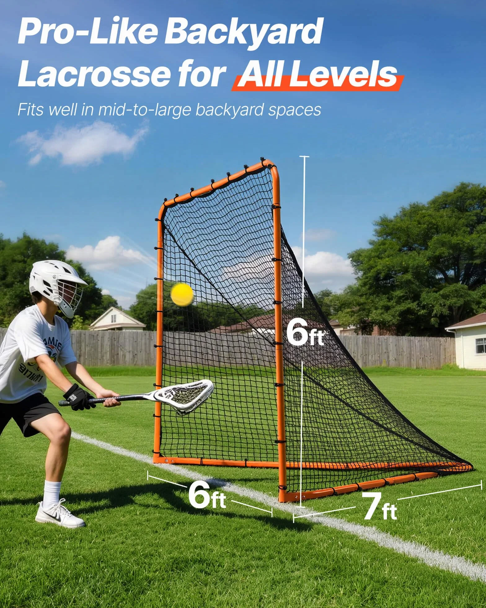VEVOR Portería de lacrosse, red de lacrosse, equipo portátil de entrenamiento de lacrosse para patio trasero, red de entrenamiento de marco de acero, portería de lacrosse de configuración rápida y
