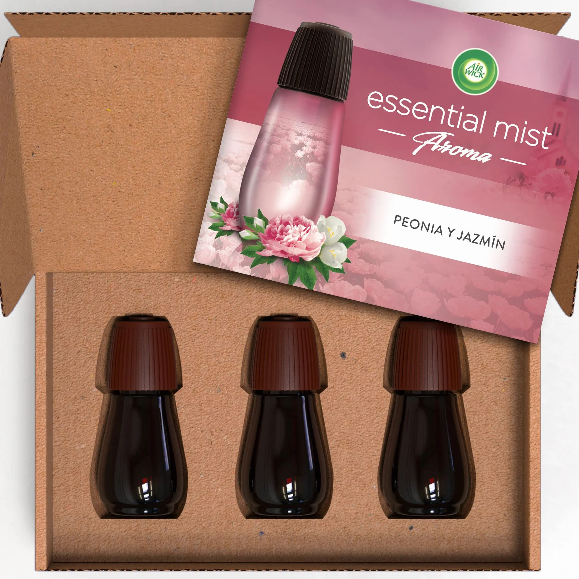 Air Wick Essential Mist Recambio Ambientador Difusor Aceites Esenciales Peonia Jazmín 3x20ml