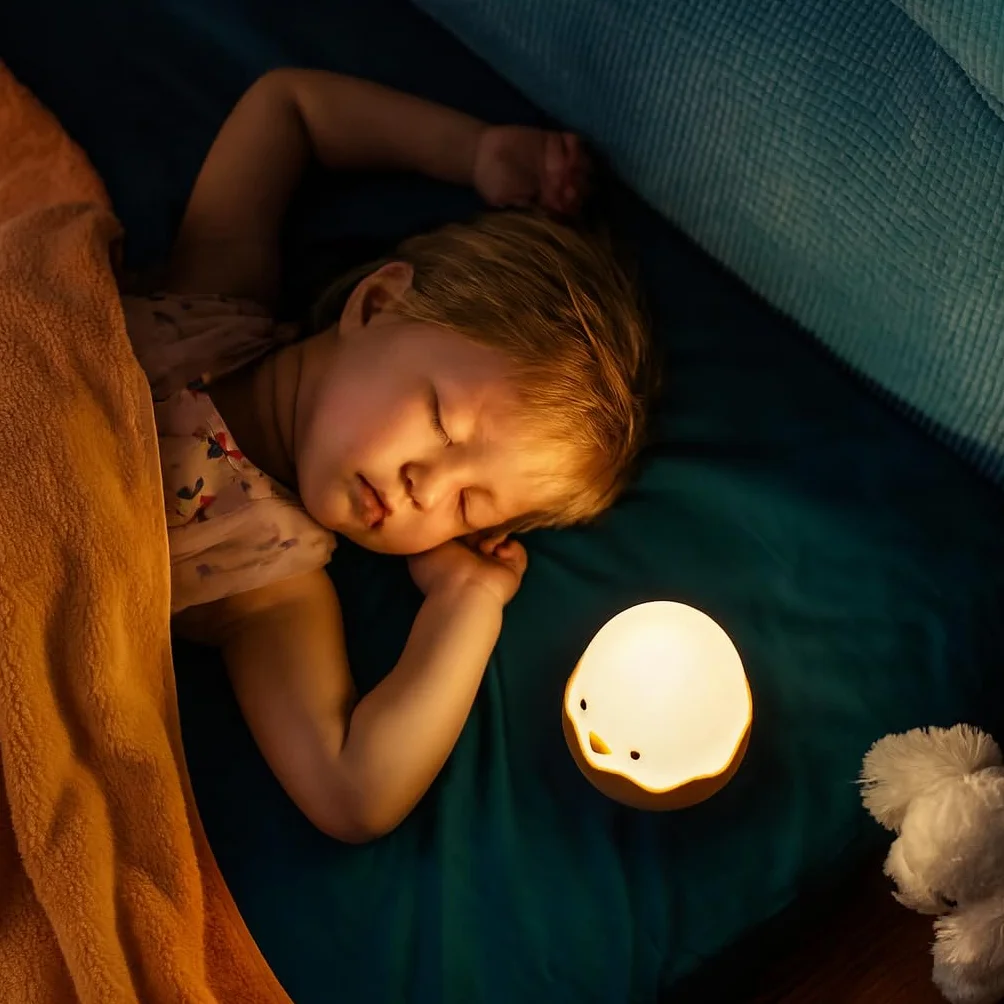 Lampara Pollito Tactil Recargable Portatil Luz Calida Regulable para Bebe